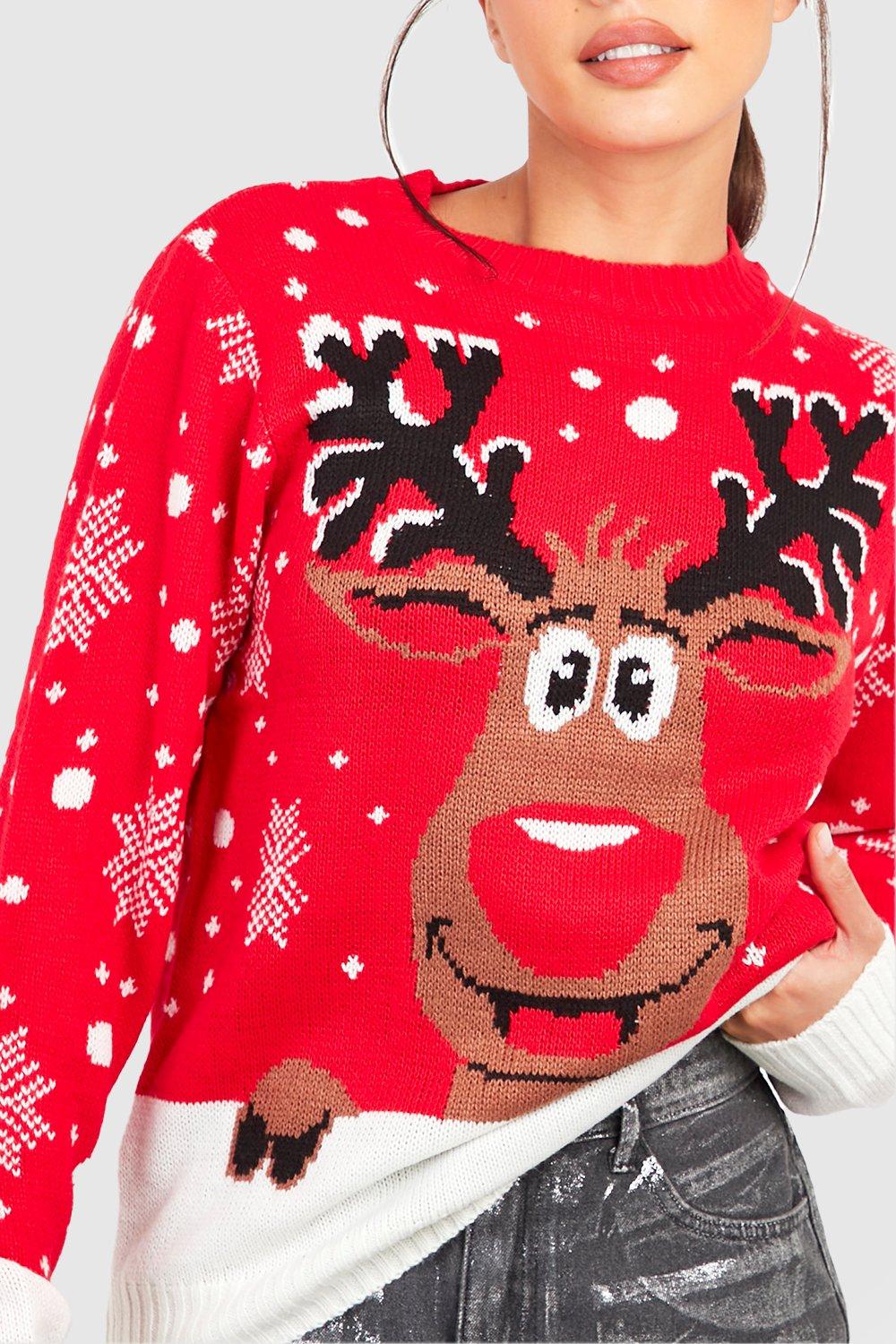 Tall Reindeer Christmas Jumper boohoo DK