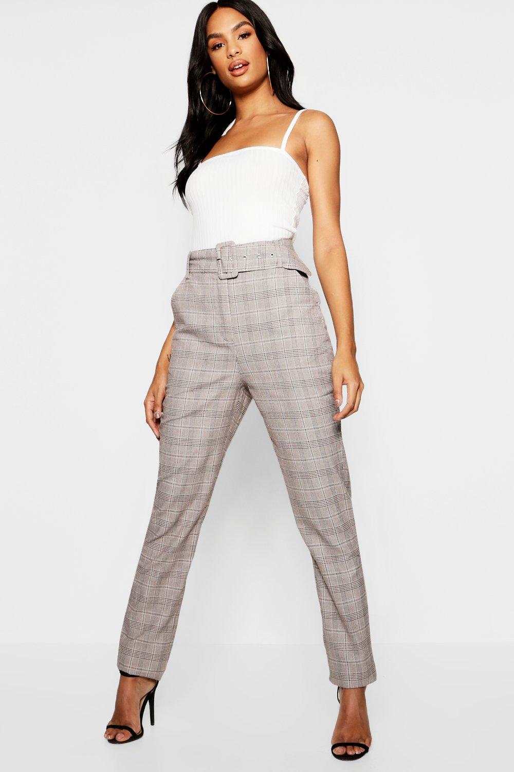 high waisted belted trousers