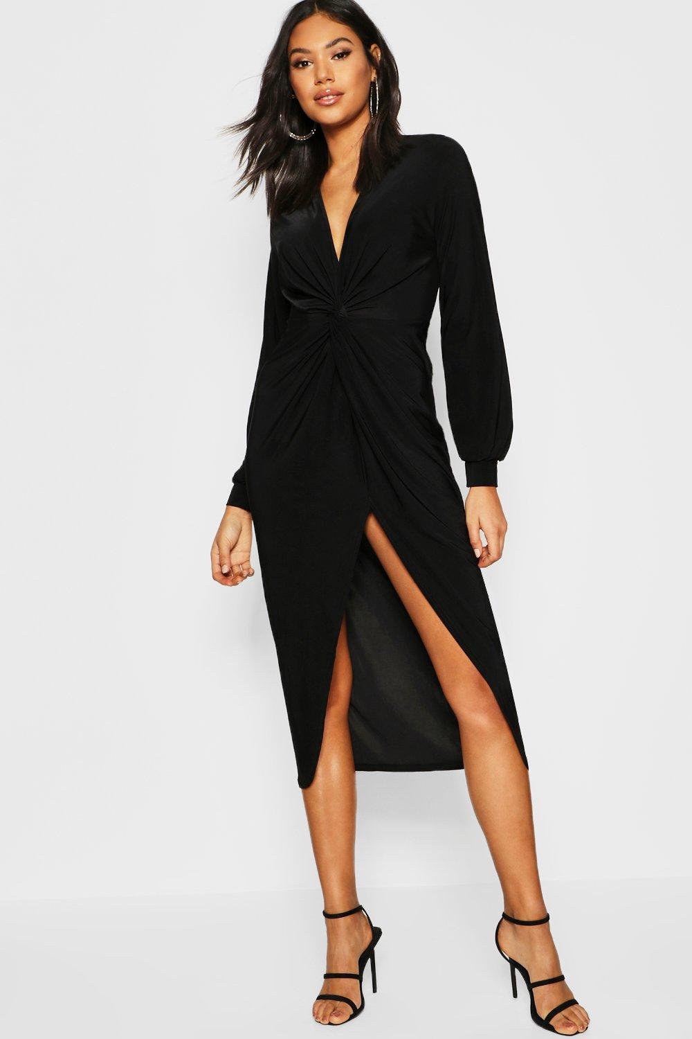 disco slinky twist front wrap dress