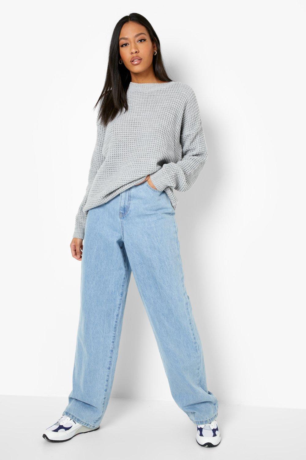 Grey knitted jumper womens hotsell