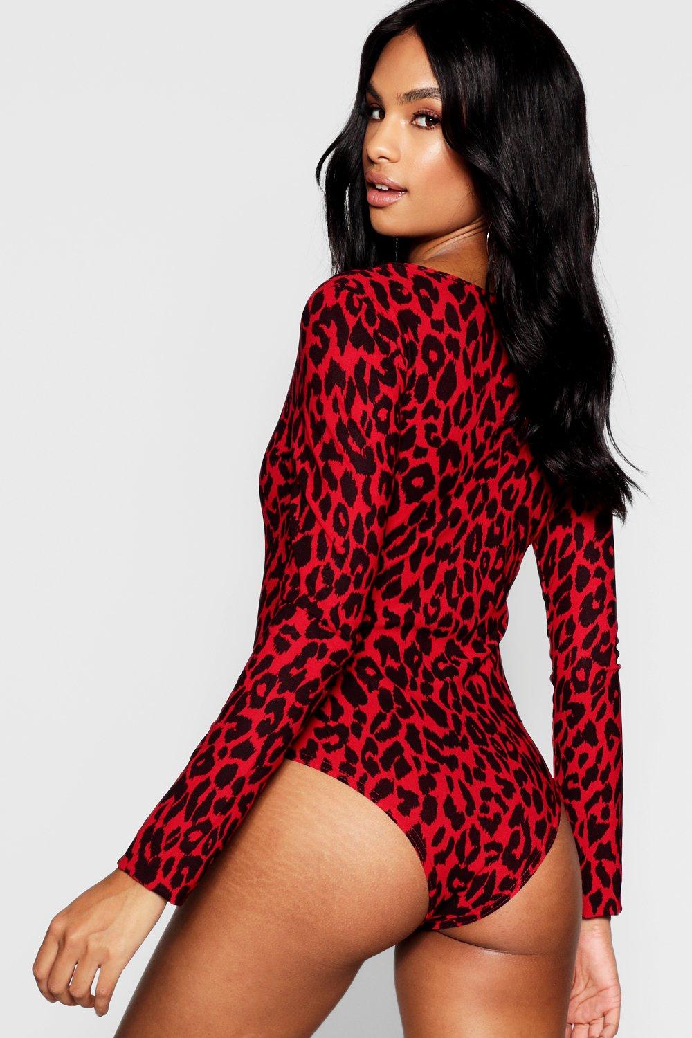 Boohoo leopard cheap print bodysuit