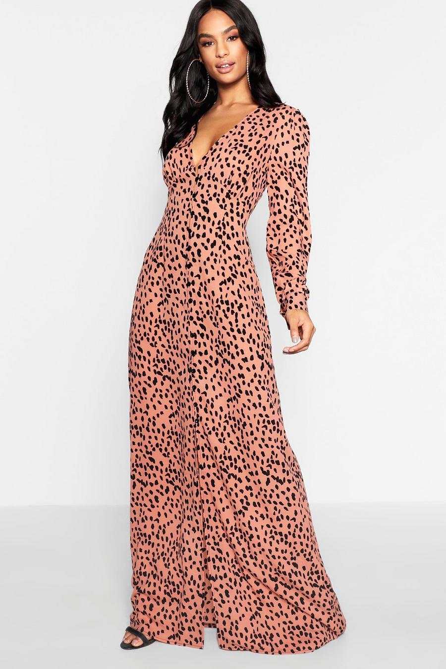 Vestido Tall maxi de leopardo, Rosa pálido image number 1