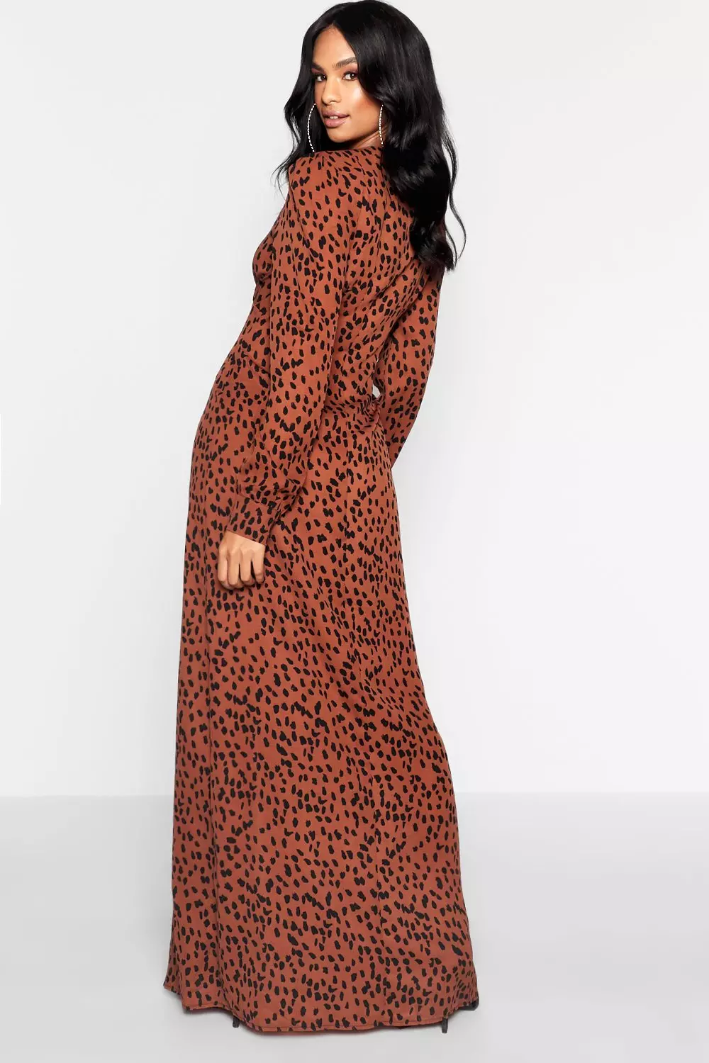 Boohoo leopard print maxi hot sale dress