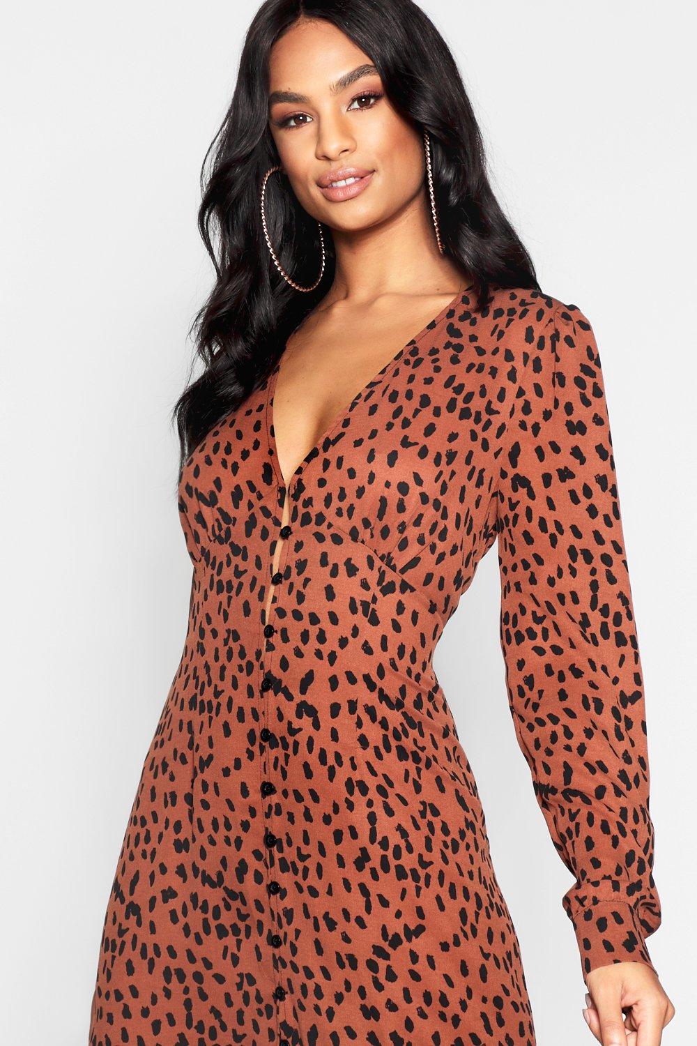 Boohoo leopard print sales wrap dress