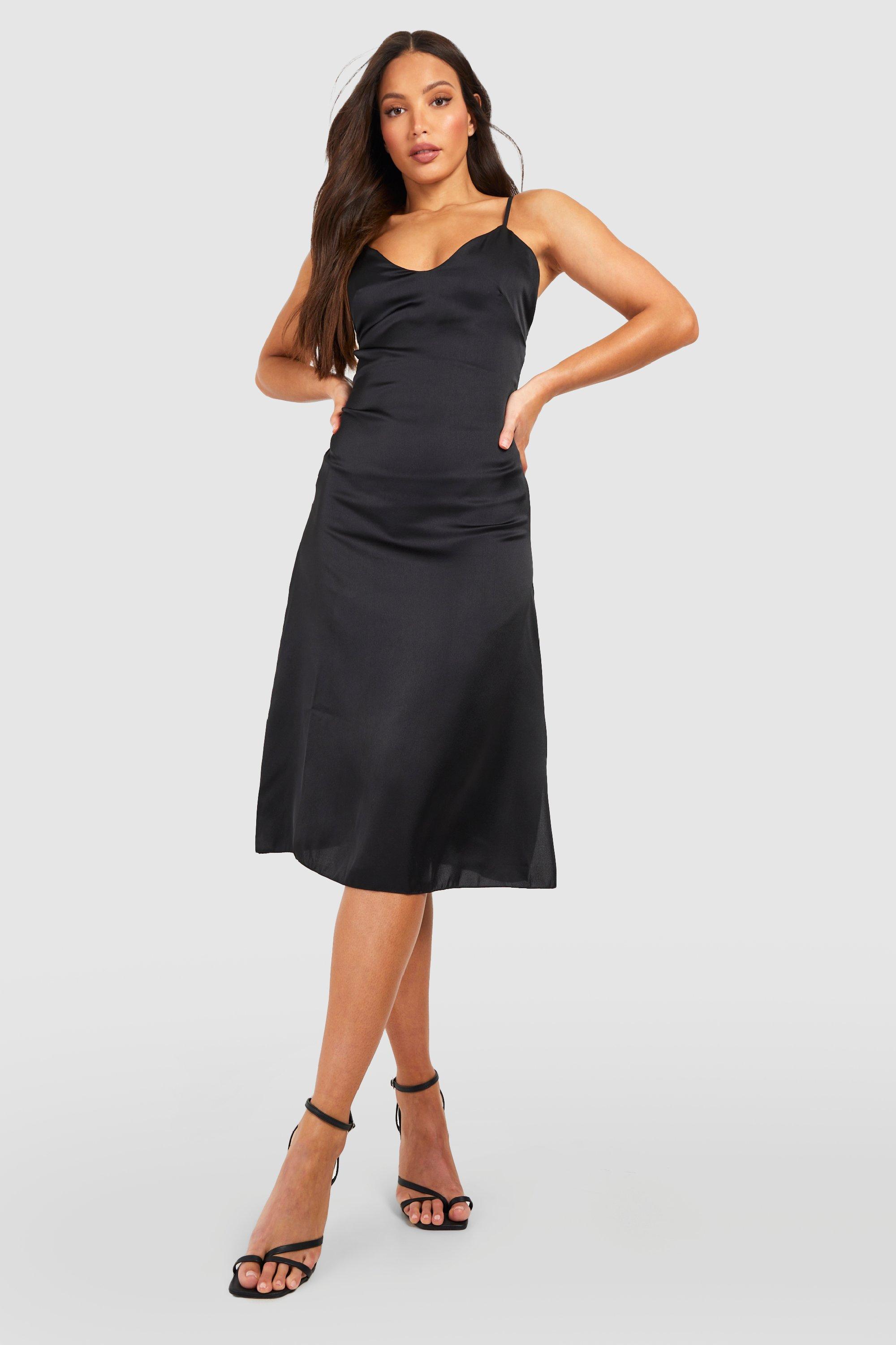 boohoo black slip dress