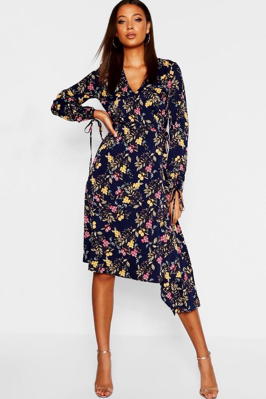 Tall Tie Front Wrap Midi Dress image number 1