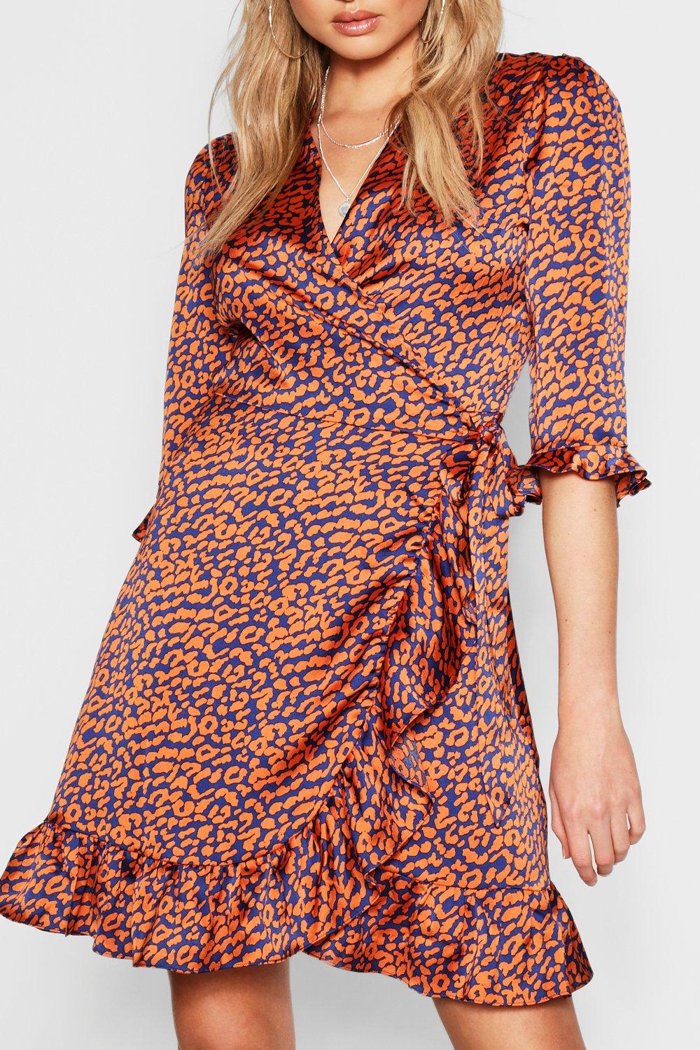 boohoo animal print wrap dress