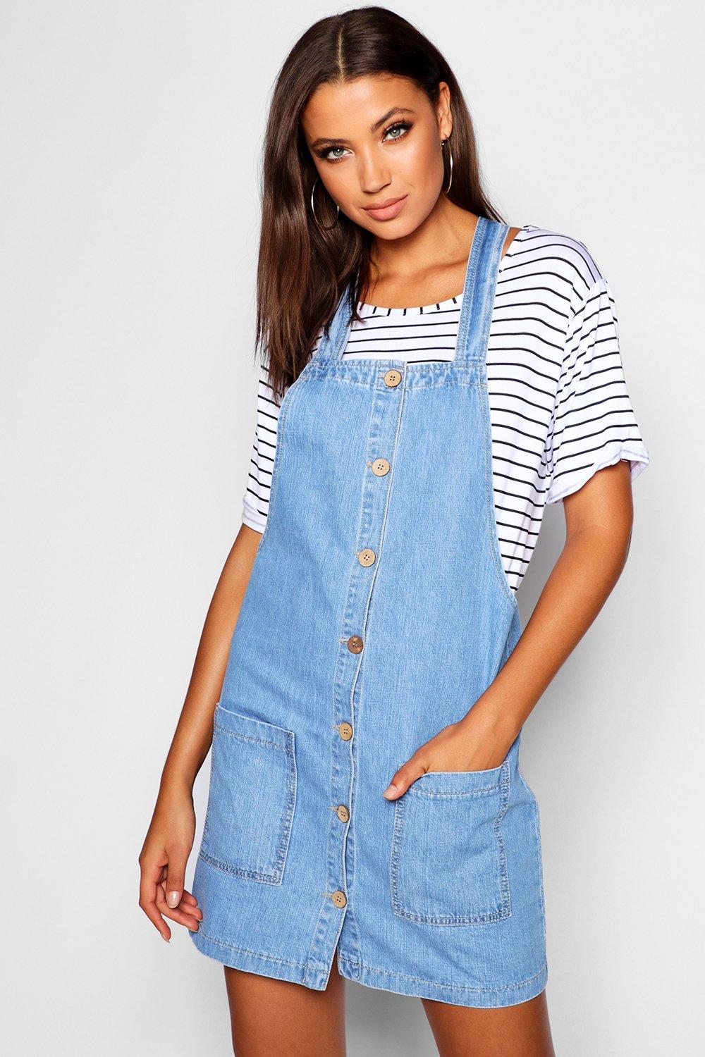 Tall Denim Pinafore Dress | boohoo Ireland