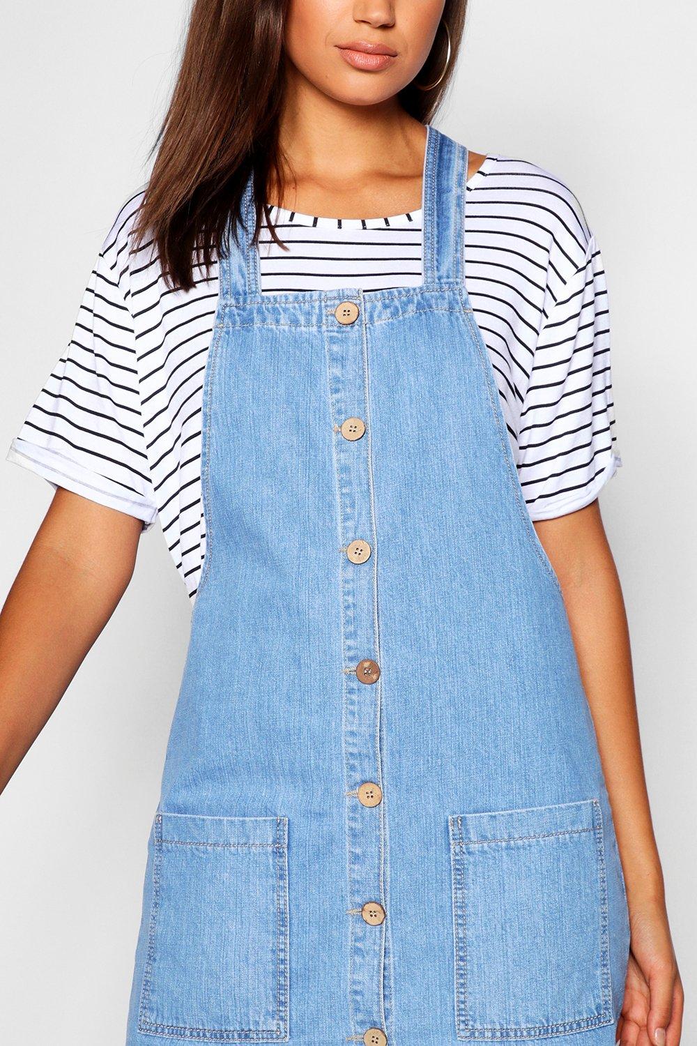 tall denim pinafore dress