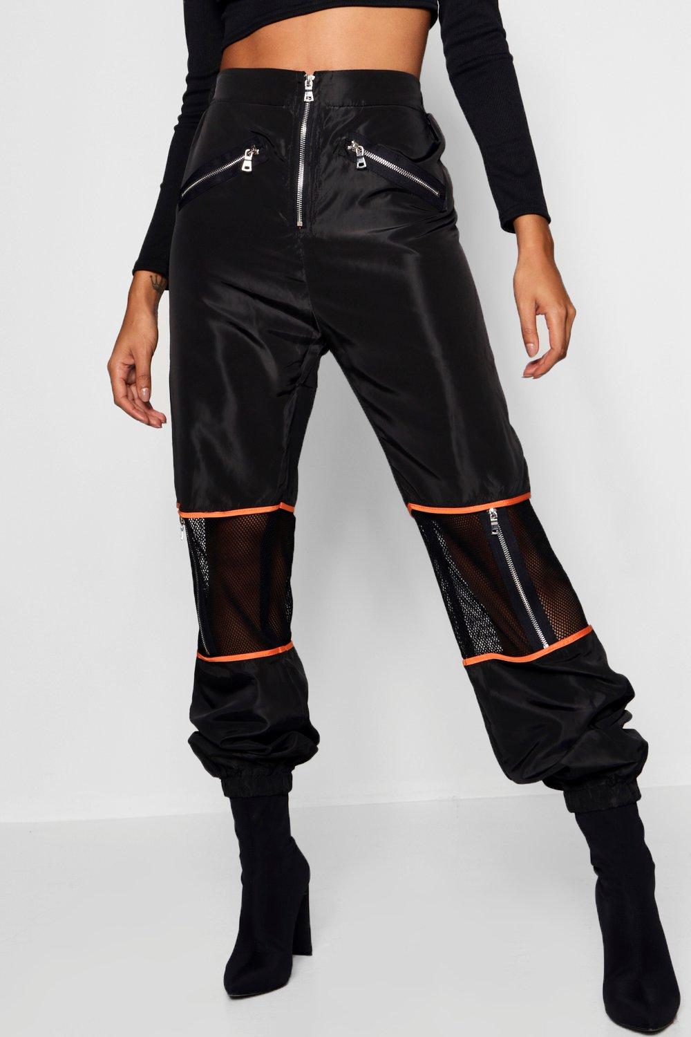 black mesh cargo pants