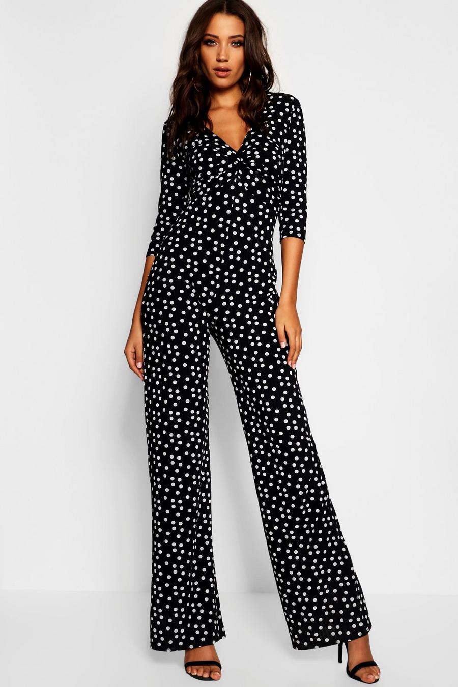 Tall Twist Front Polka Dot Jumpsuit image number 1