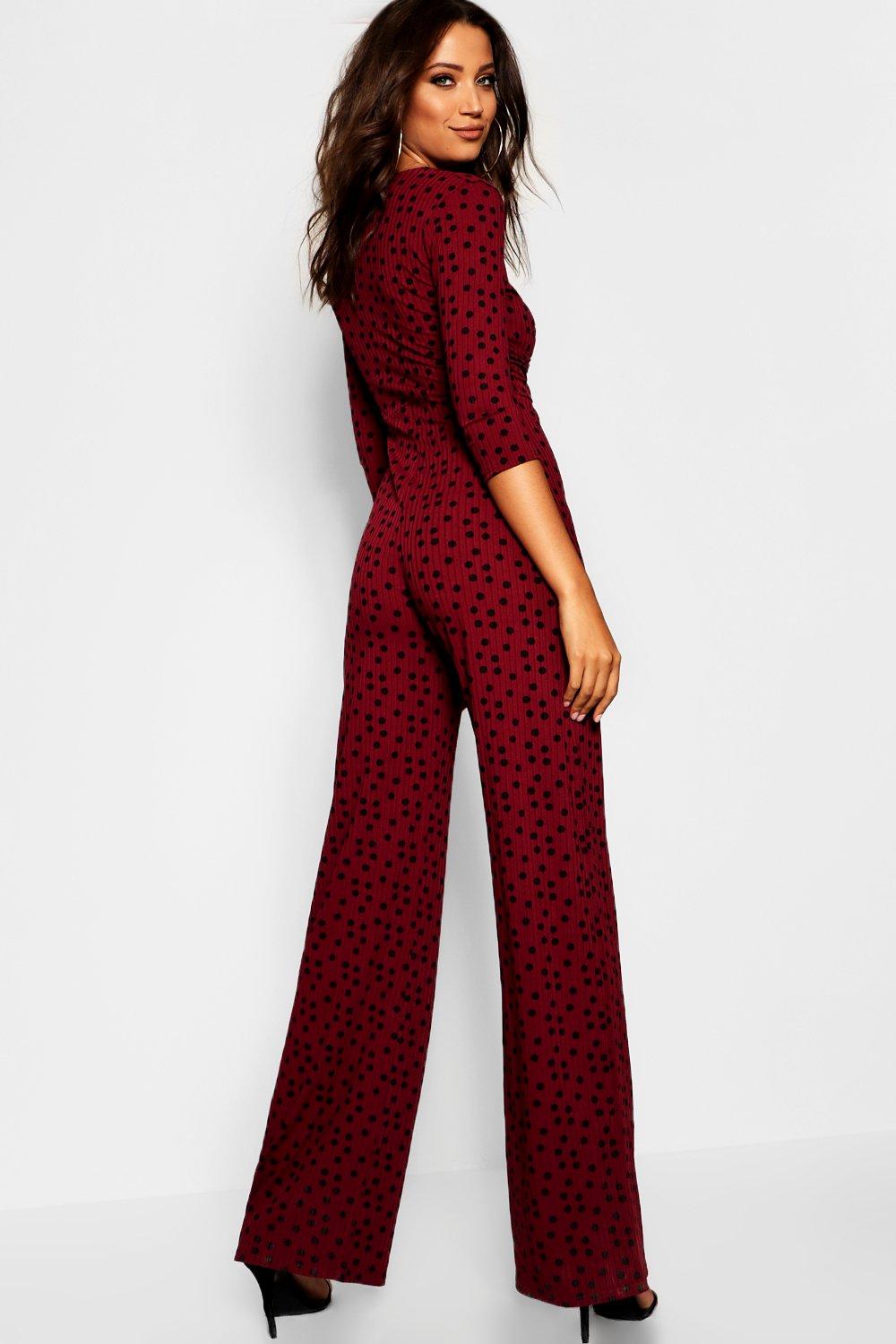 Twist Front Polka Dot Jumpsuit