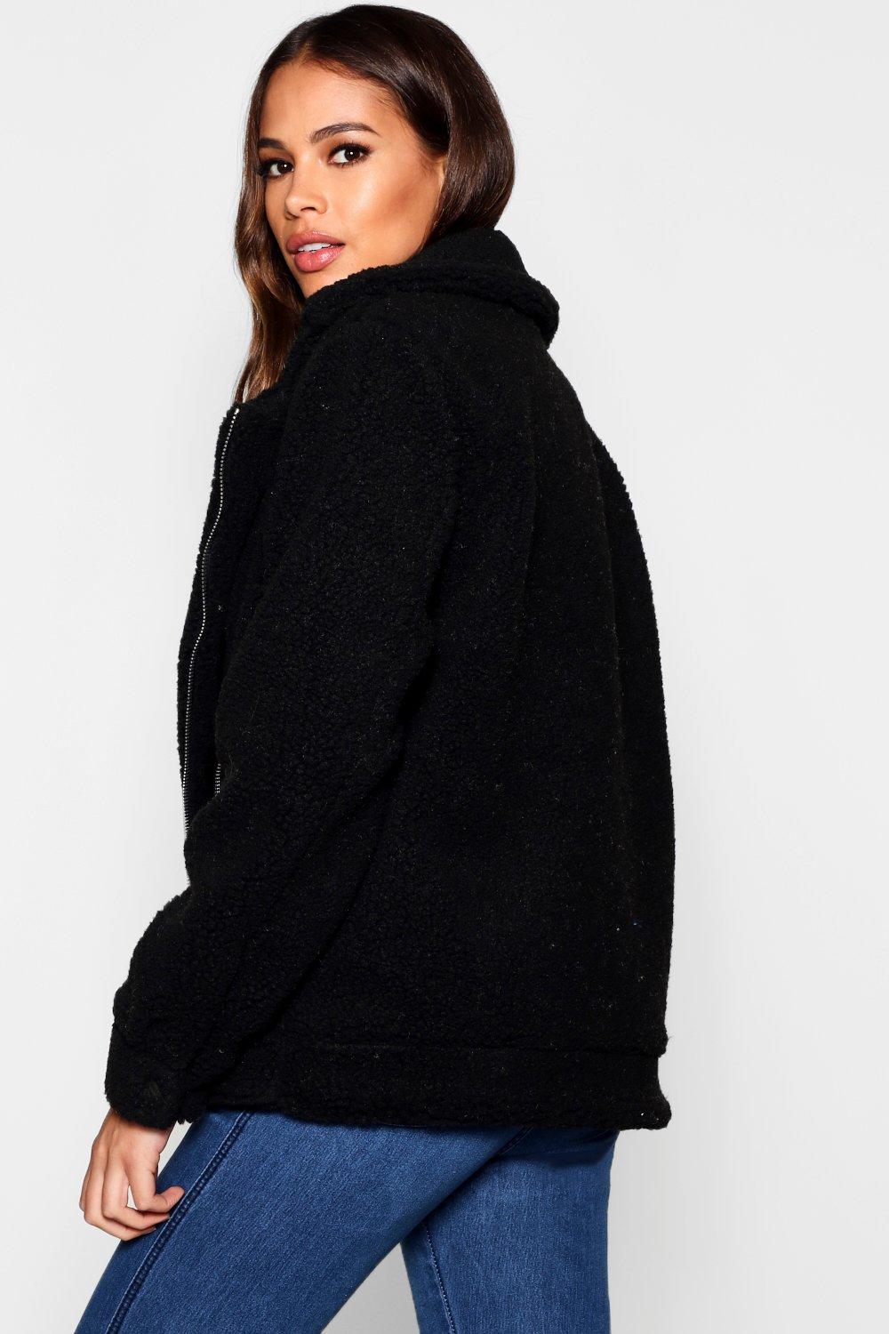 Teddy faux fur aviator boohoo outlet