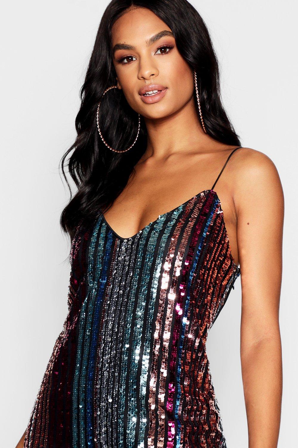 Sequin Stripe Cami Mini Dress