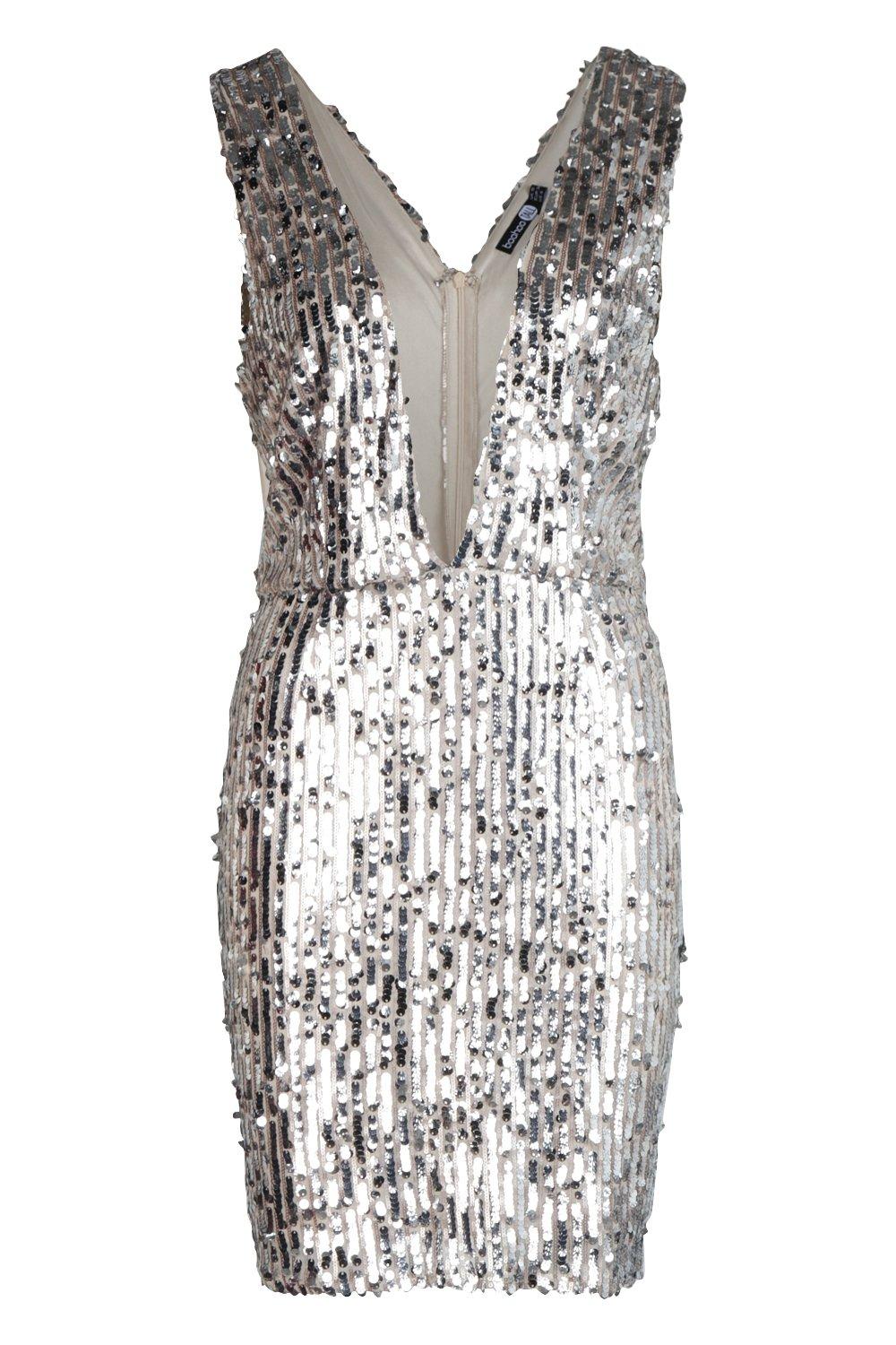 white and silver sequin bodycon dress