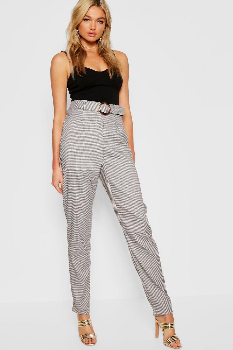 Tall Dogtooth Buckle Belted Pants image number 1