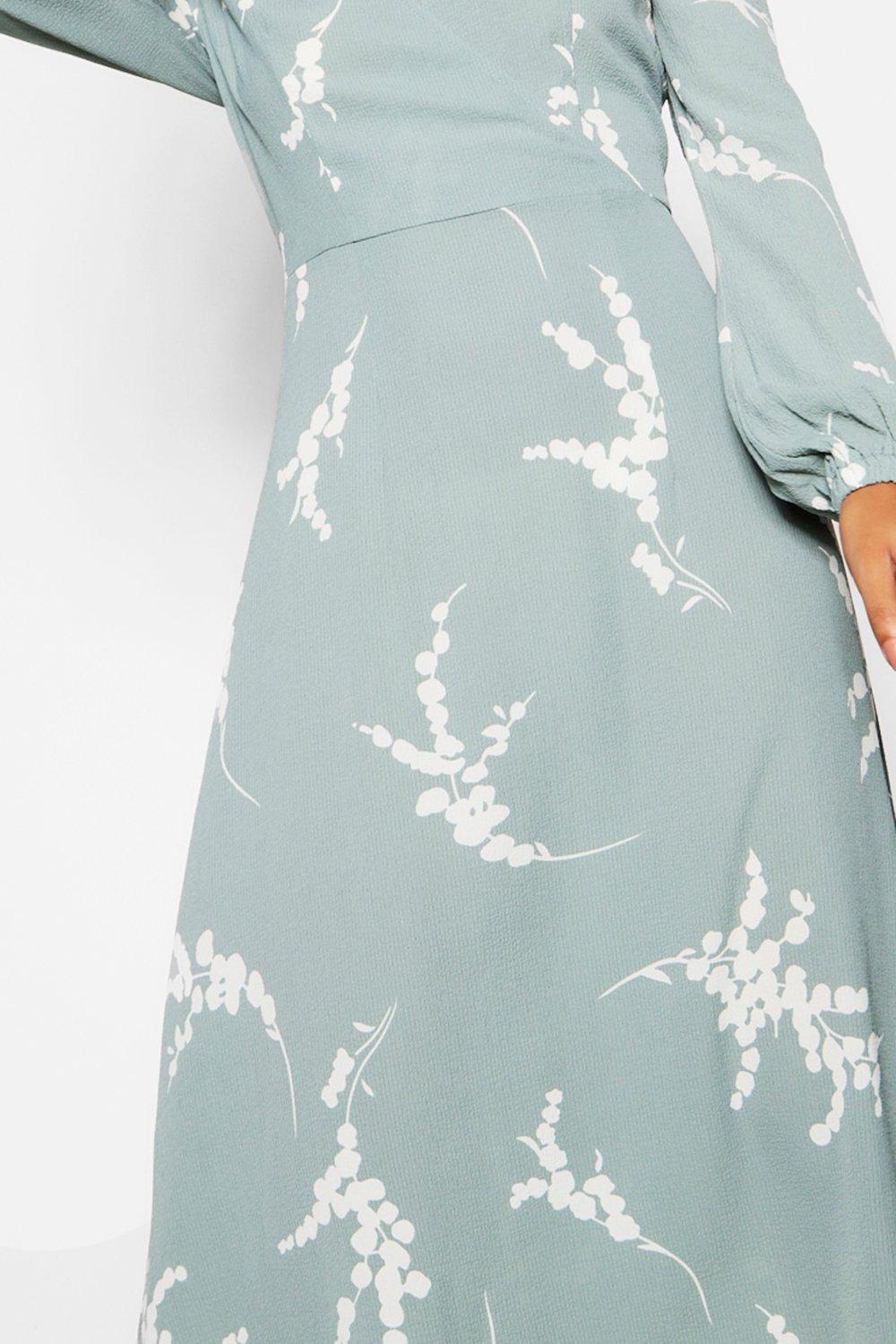 Tall Floral Print Wrap Midi Dress | boohoo USA