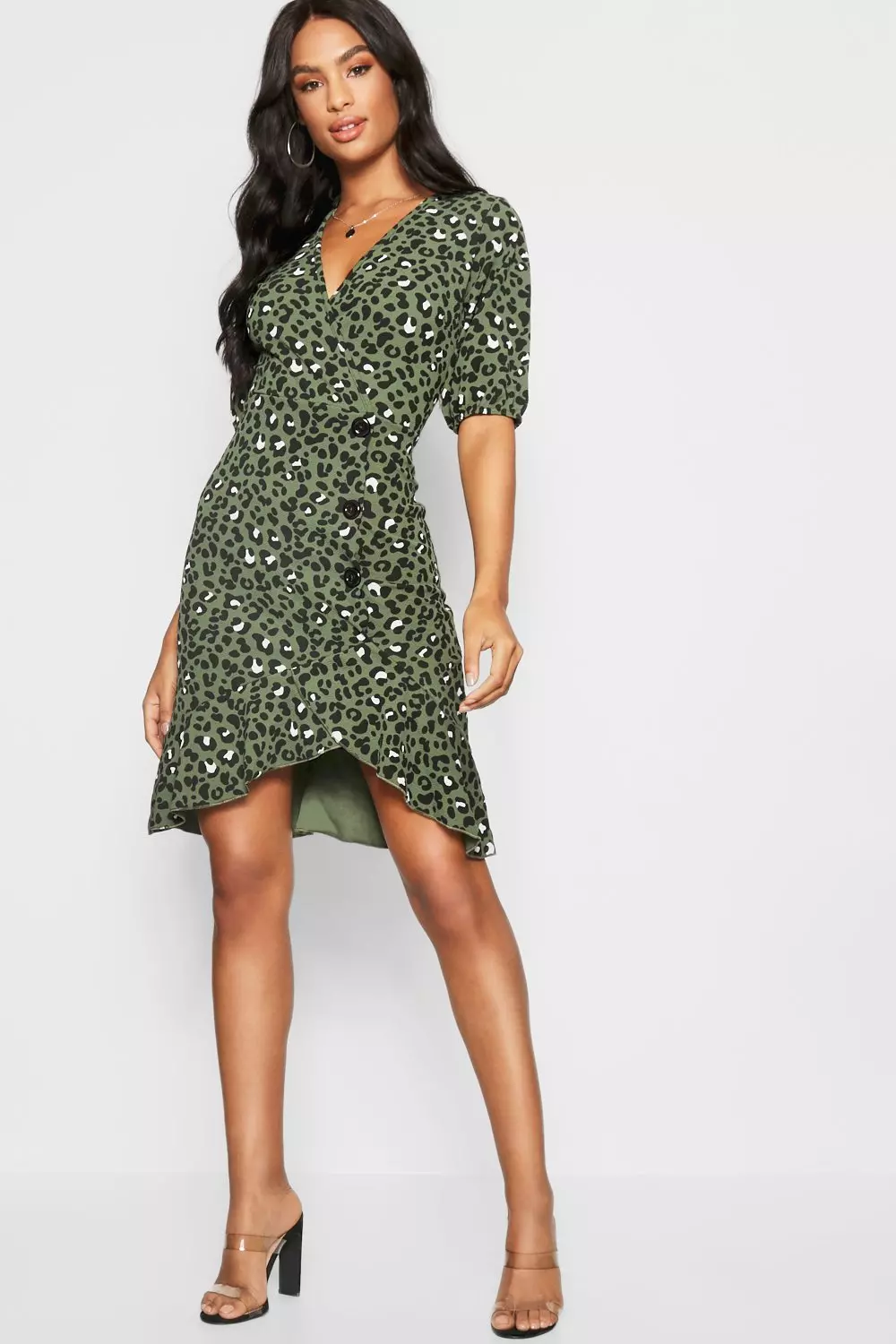 Boohoo leopard 2024 print wrap dress