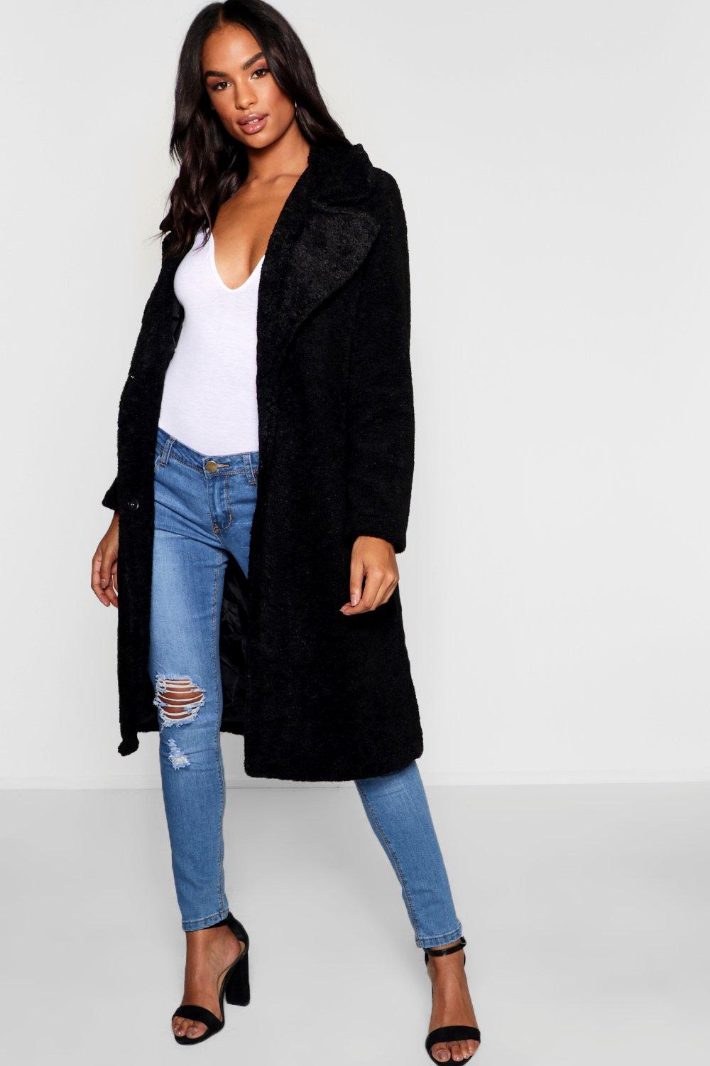 longline teddy fur coat