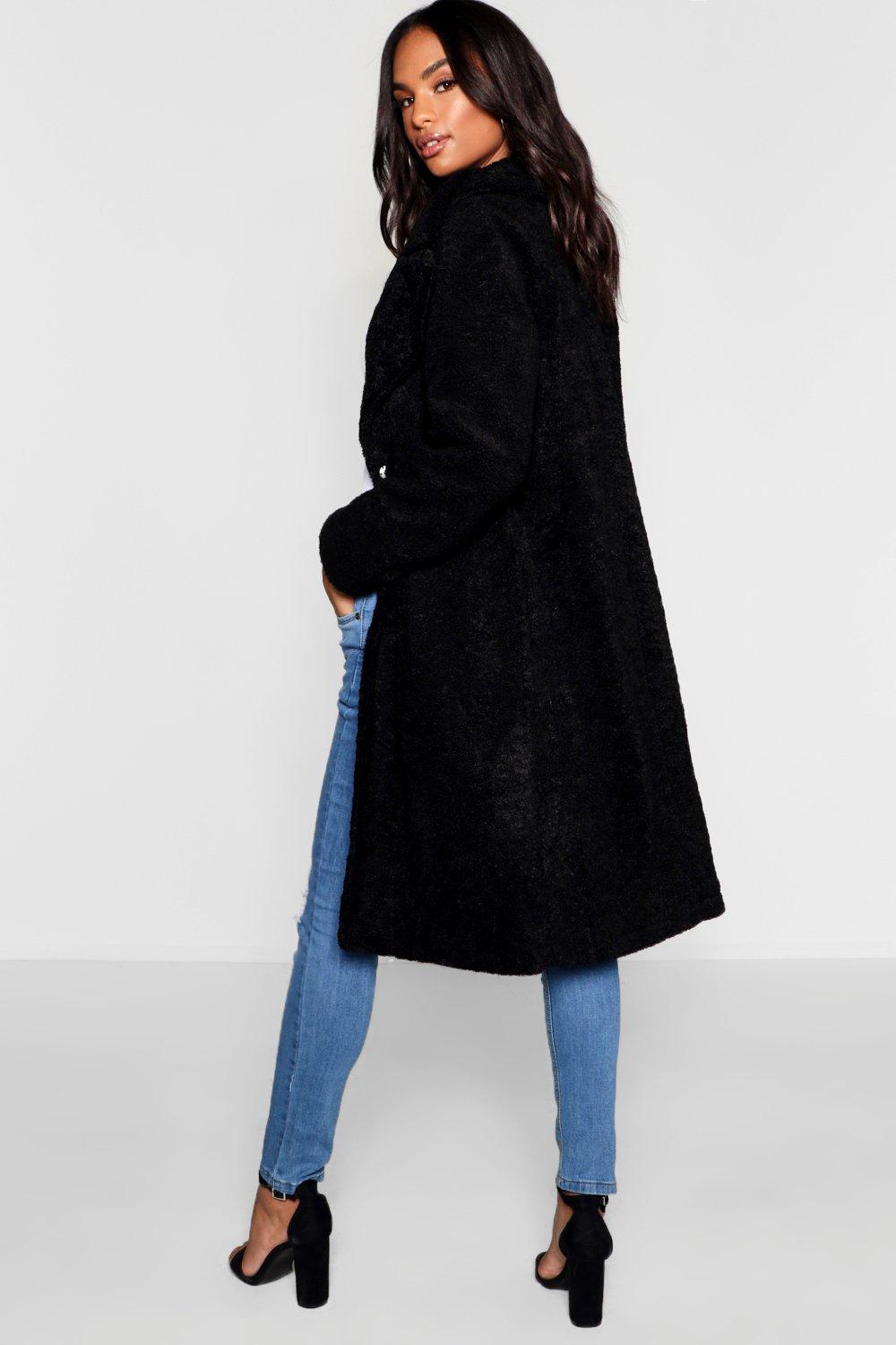 longline teddy fur coat