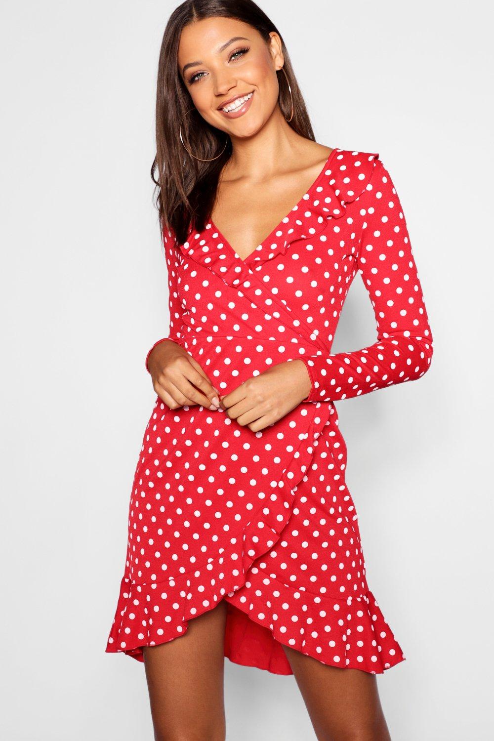 Red Polka Dot Bodycon Dress