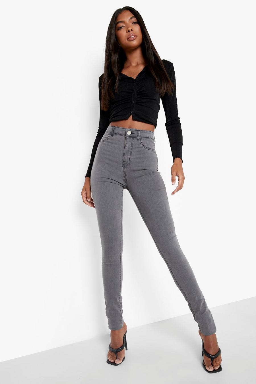 אפור grigio טייץ ג'ינס בייסיק לנשים גבוהות