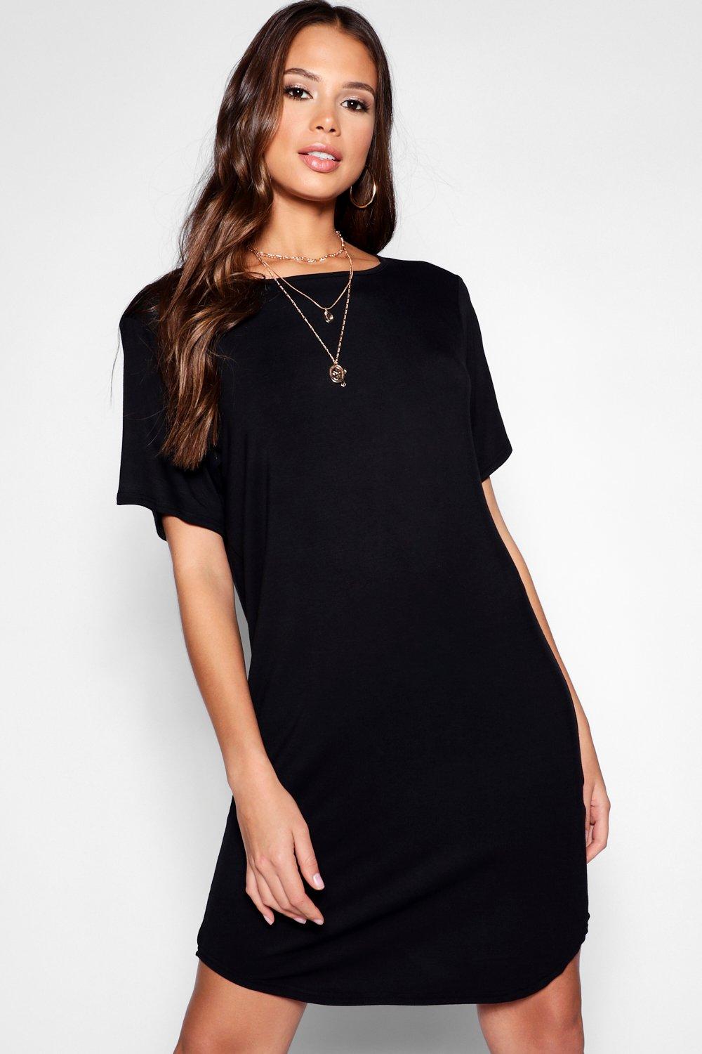 Tall Schlichtes T Shirt Kleid Mit Abgerundetem Saum Boohoo