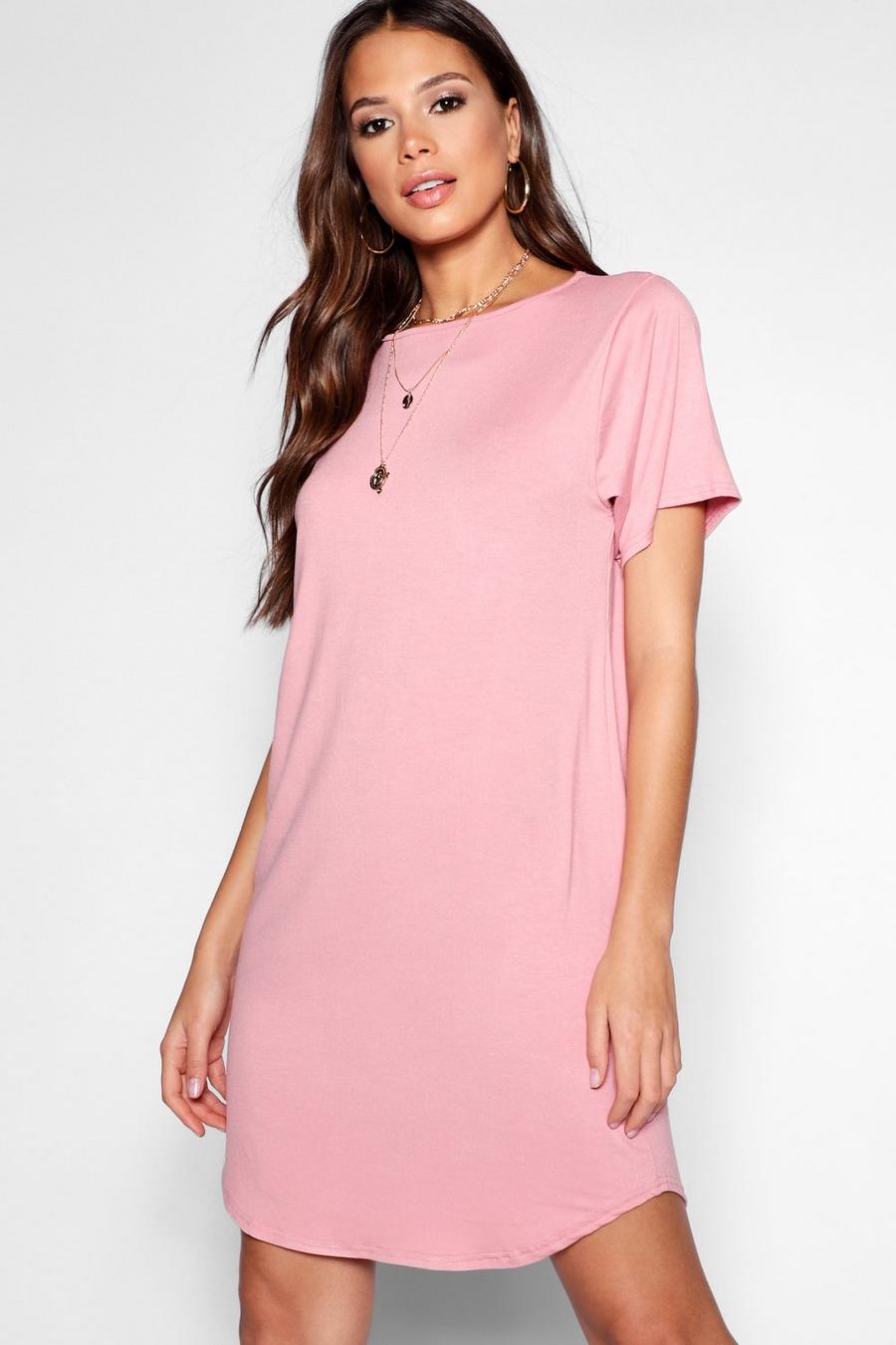 Dusky pink Tall Curved Hem T-Shirt Dress image number 1