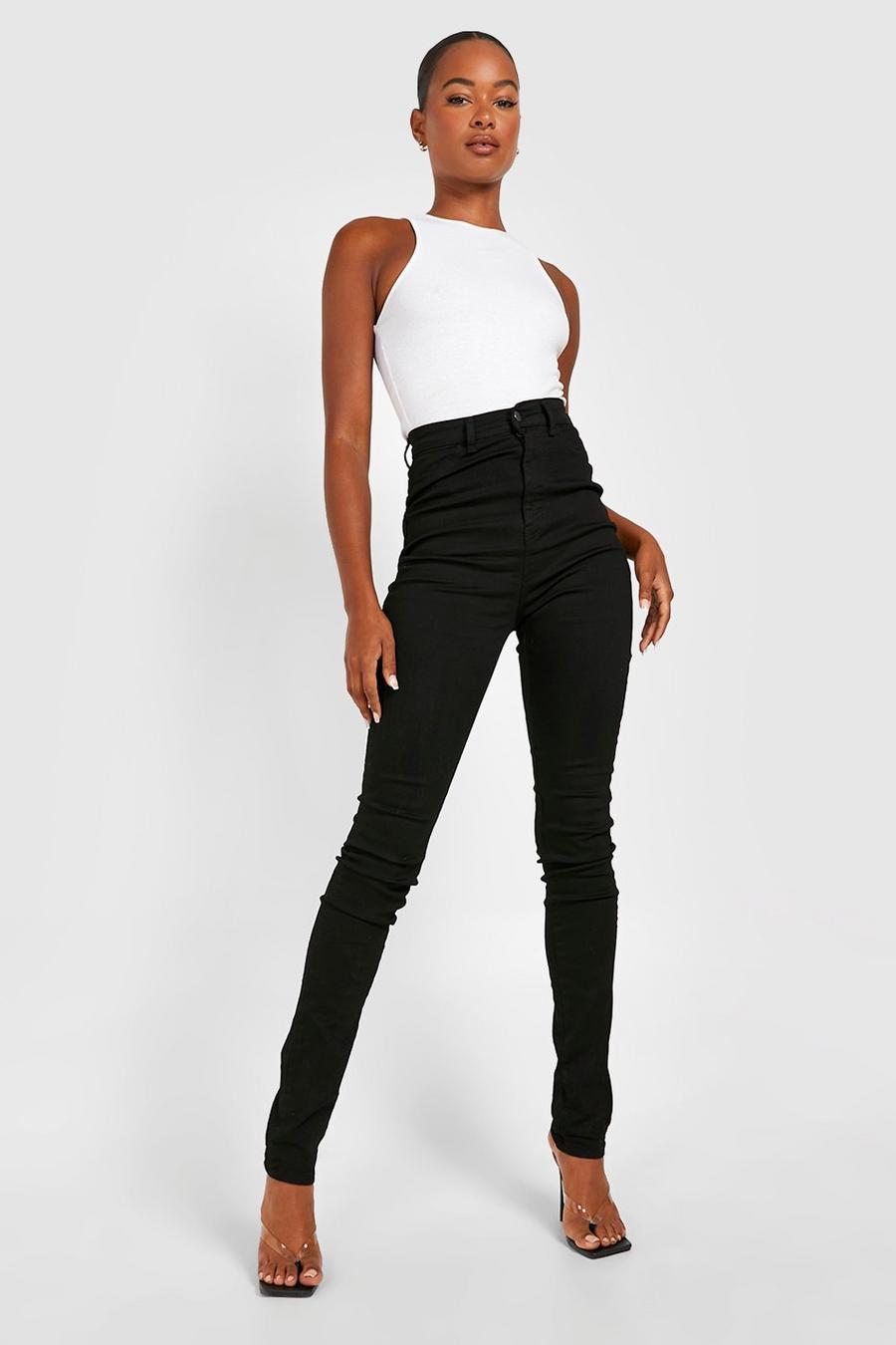 שחור nero סקיני ג'ינס נמתח בגזרת סופר High Waisted לנשים גבוהות