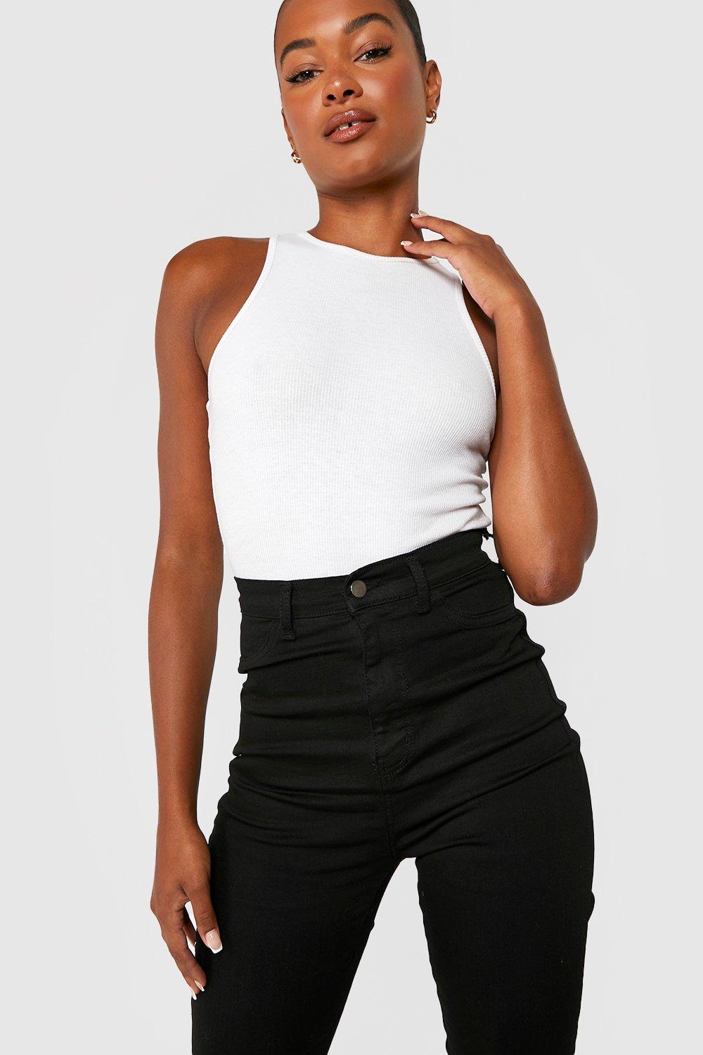 super high waisted jeans black