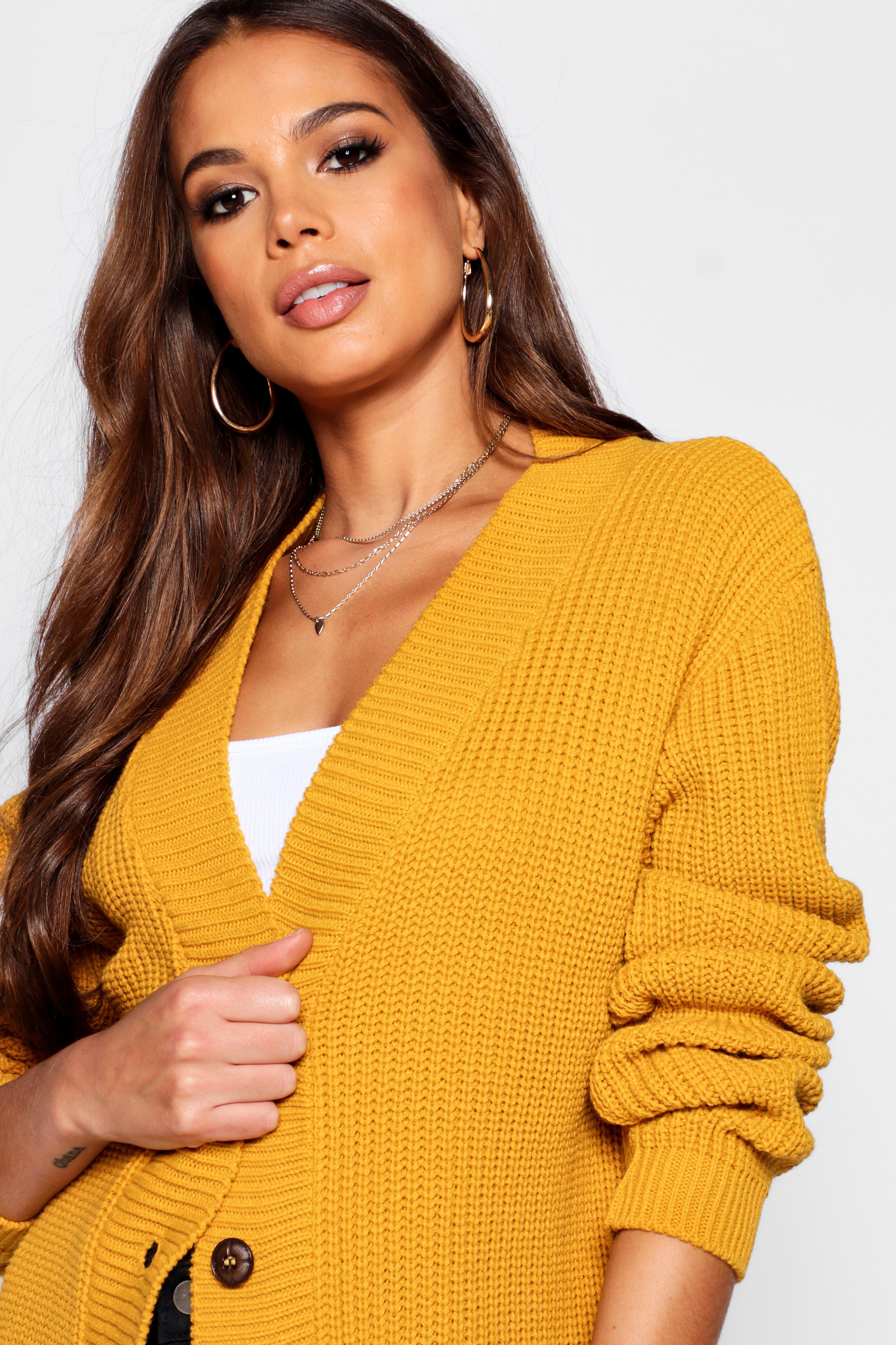 Boohoo on sale mustard cardigan