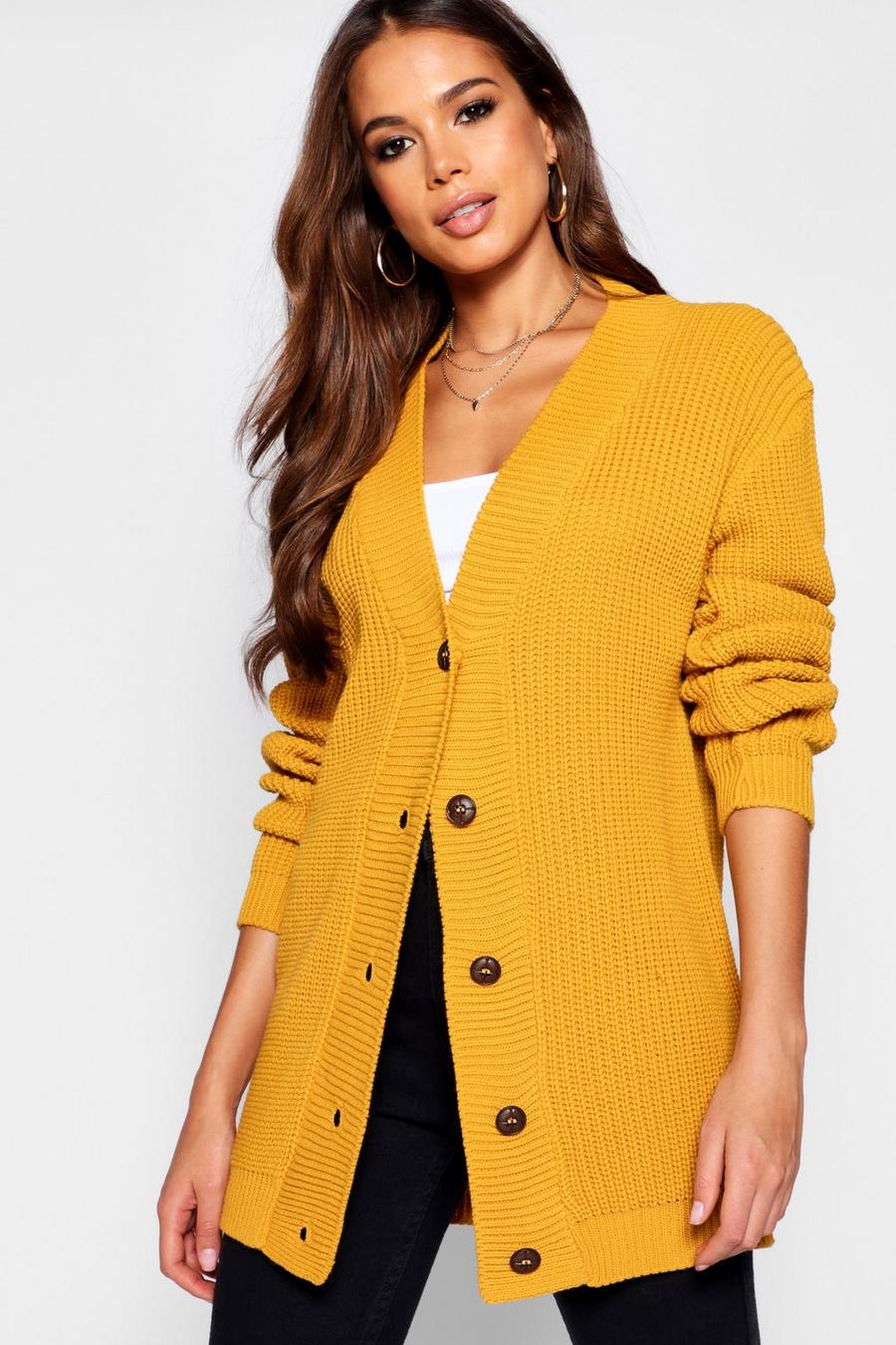 Mustard Tall Knitted Cardigan image number 1