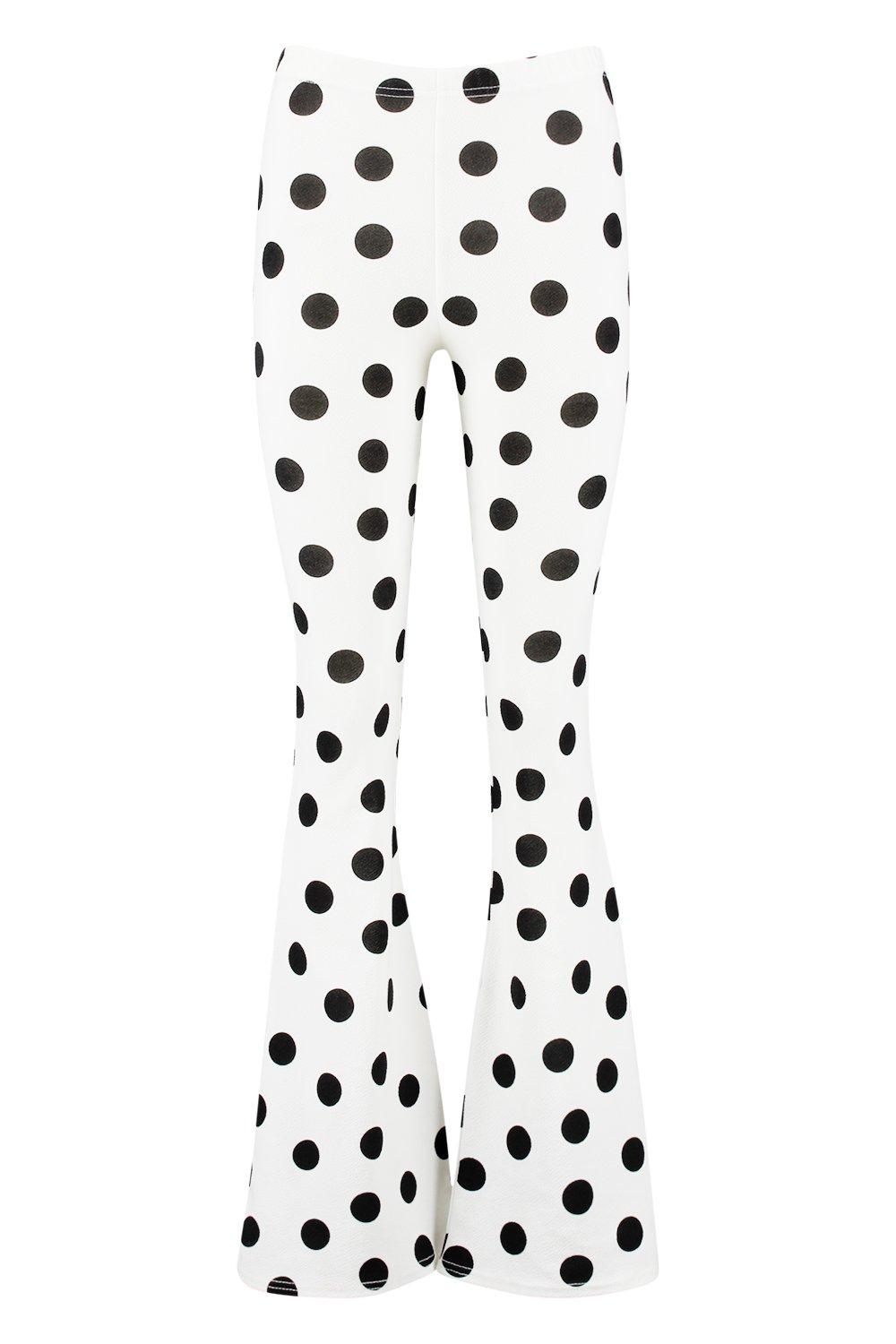 polka dot flare pants