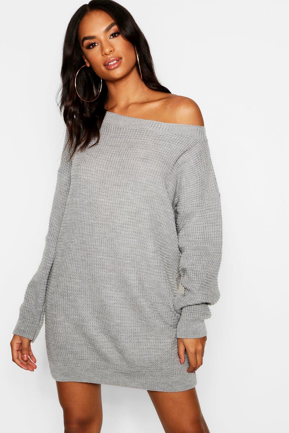 grey slash neck jumper