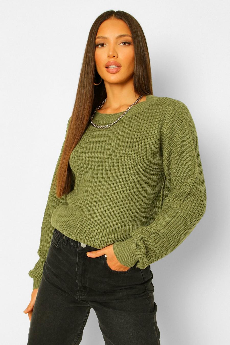 Khaki Tall Basic Crew Neck Sweater image number 1
