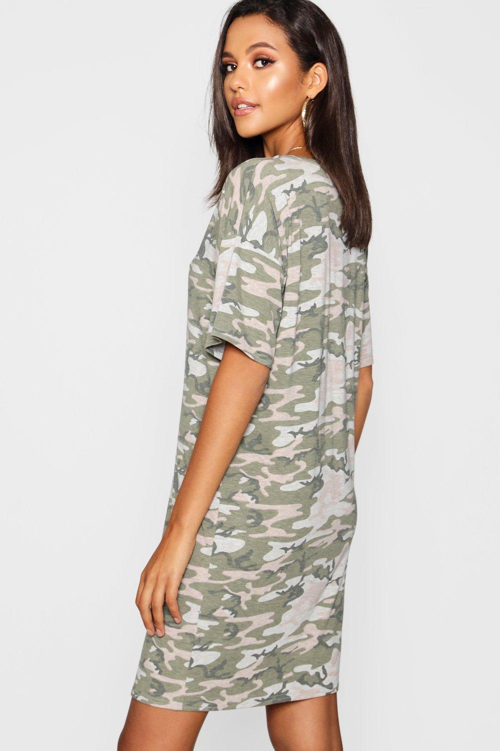 Oversized camo 2024 t shirt dress