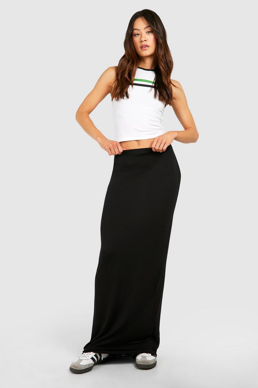Black Tall Basic Jersey Knit Maxi Skirt image number 1