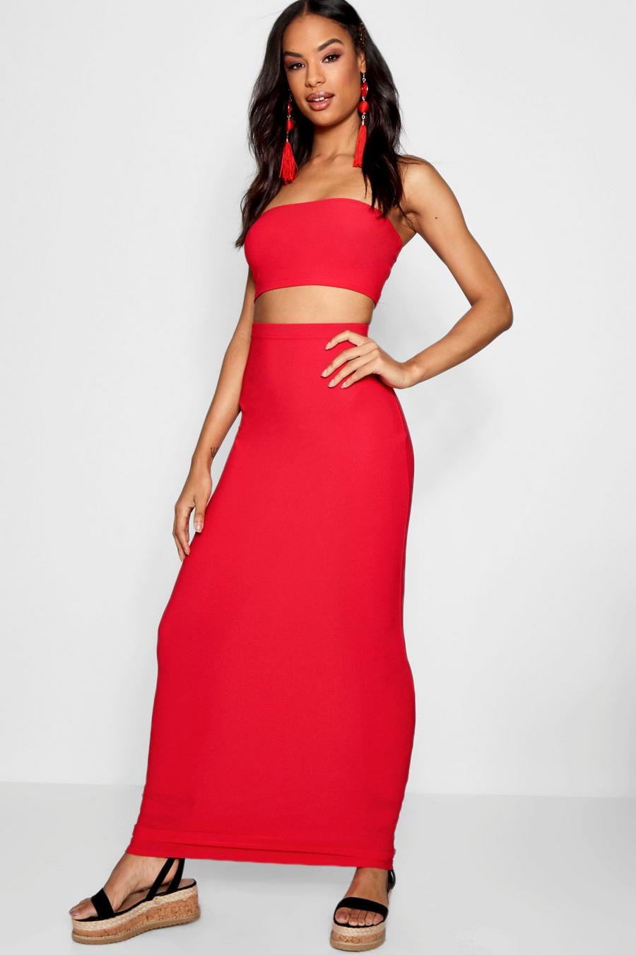 Rood Tall Basic Jersey Maxi Rok image number 1