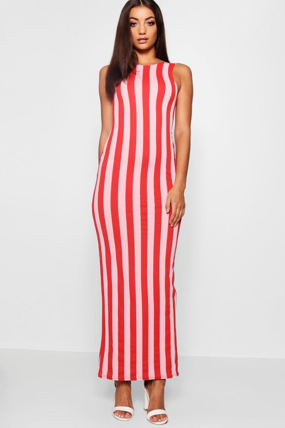 striped jersey maxi dress