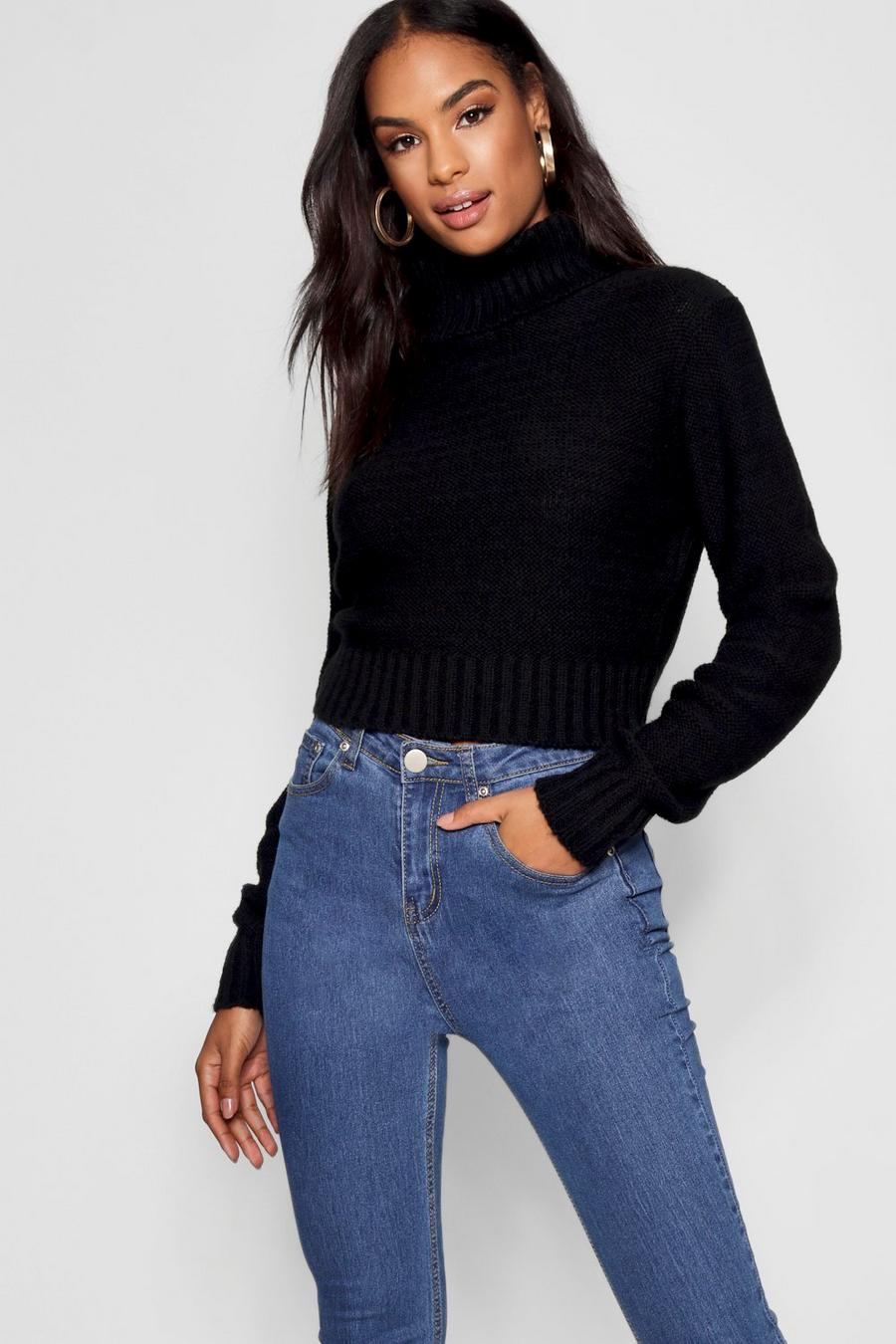 Tall Soft Knit Roll Neck Crop Jumper image number 1