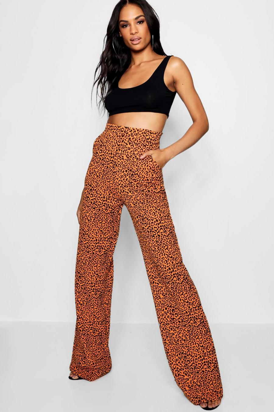 Tall Leopard Print Wide Leg Trousers image number 1