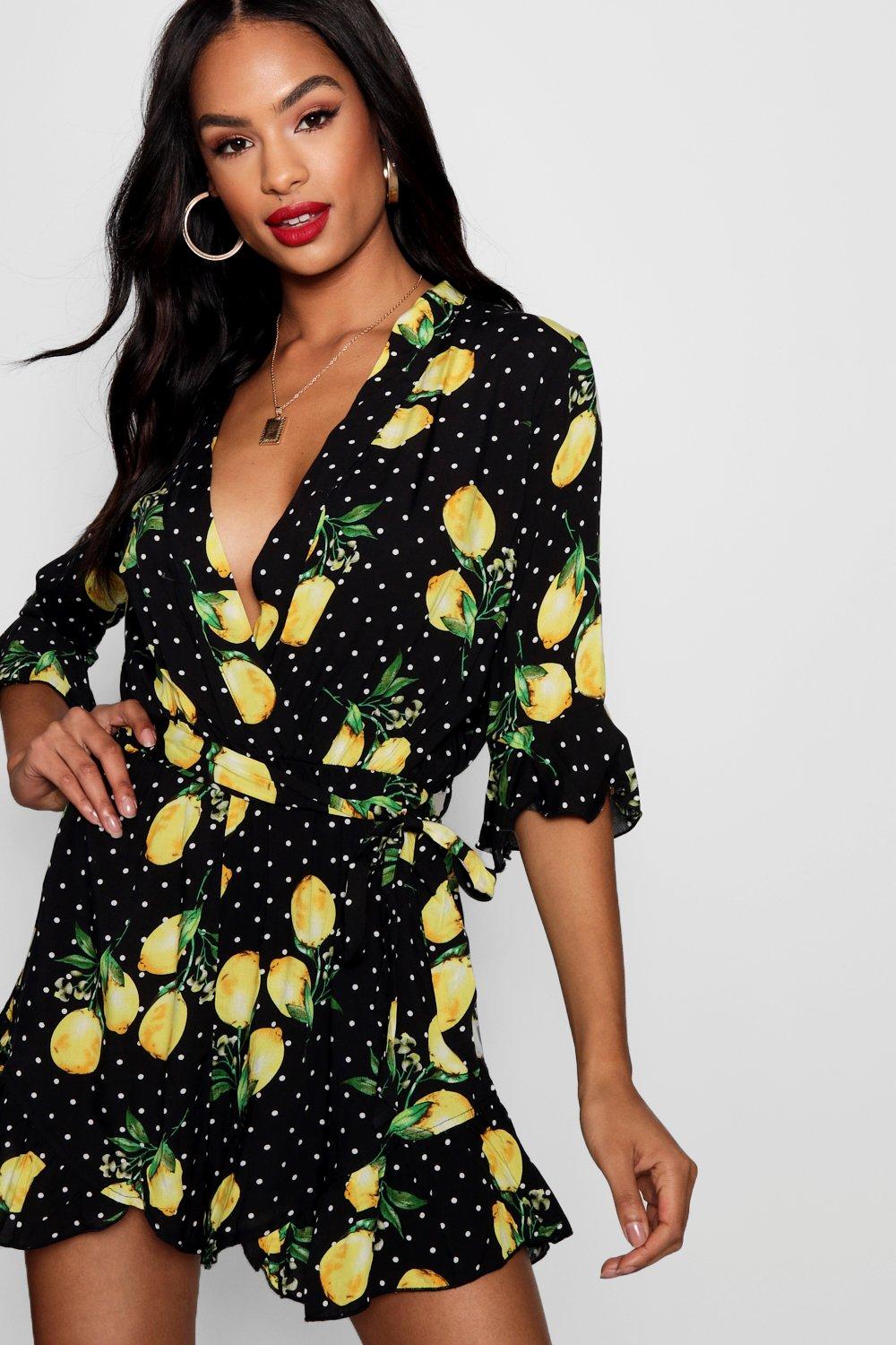 boohoo green polka dot jumpsuit