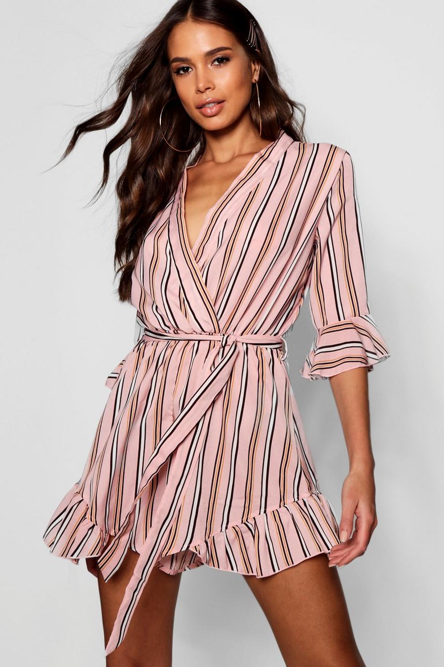 Tall Stripe Wrap Playsuit image number 1