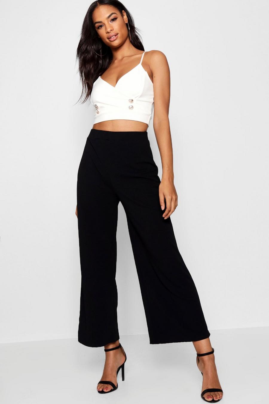 Black Tall Wide Leg Culottes image number 1