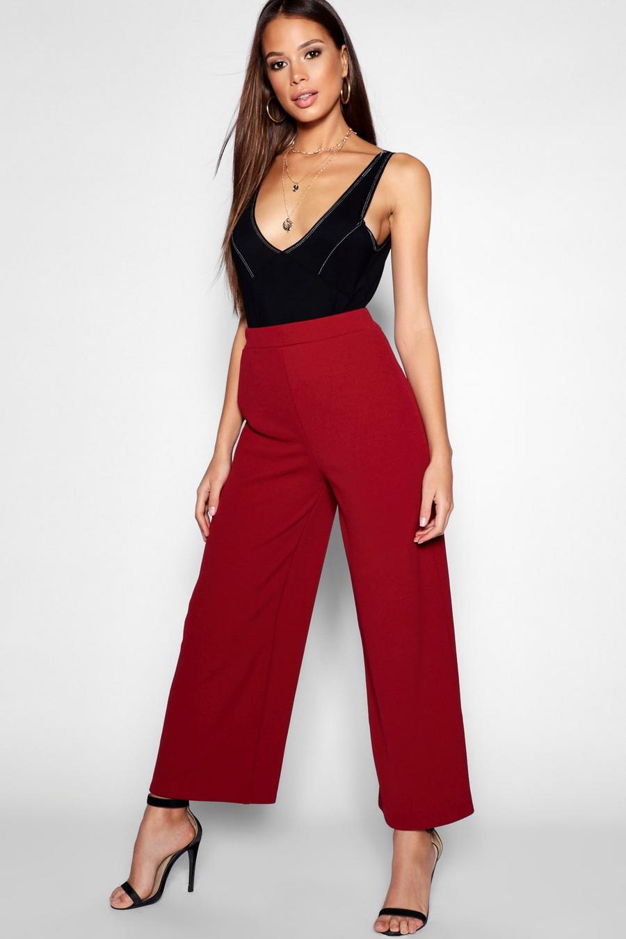 Wine Tall Wide Leg Culottes image number 1