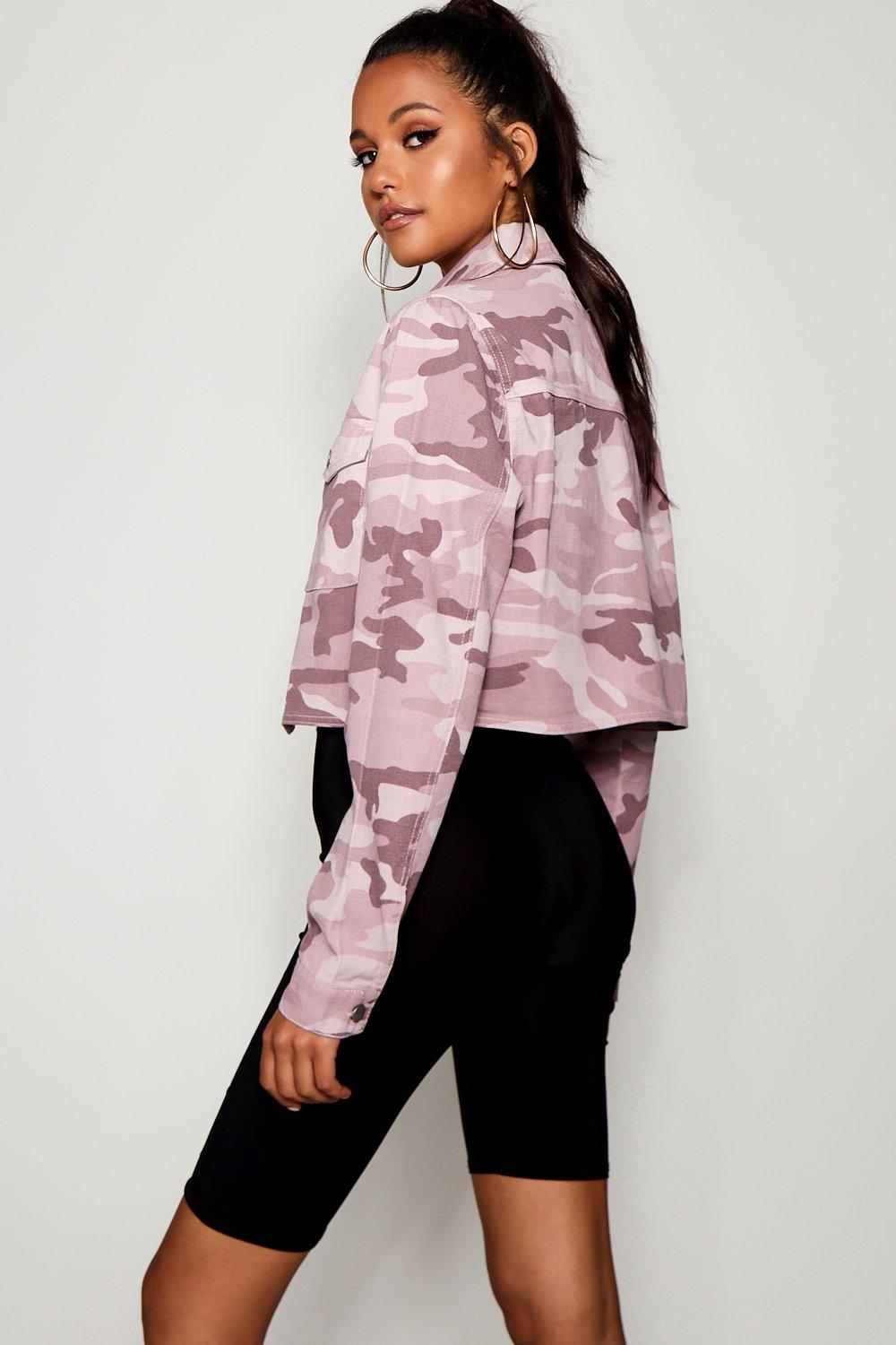 Pink camo jean on sale jacket