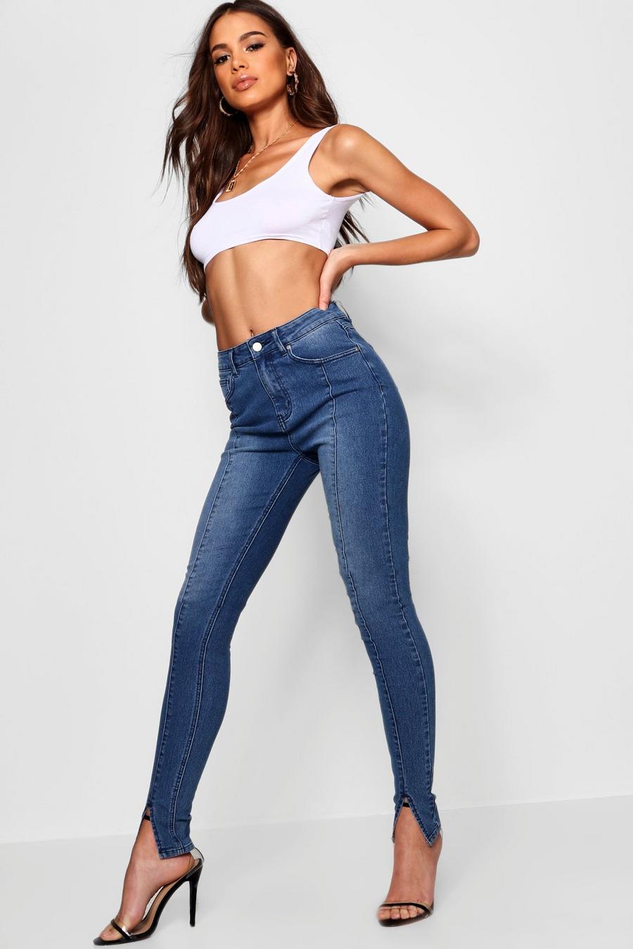 Tall Olivia Skinny Jeans mit 36"" Bein und geschlitztem Saum, Blau image number 1