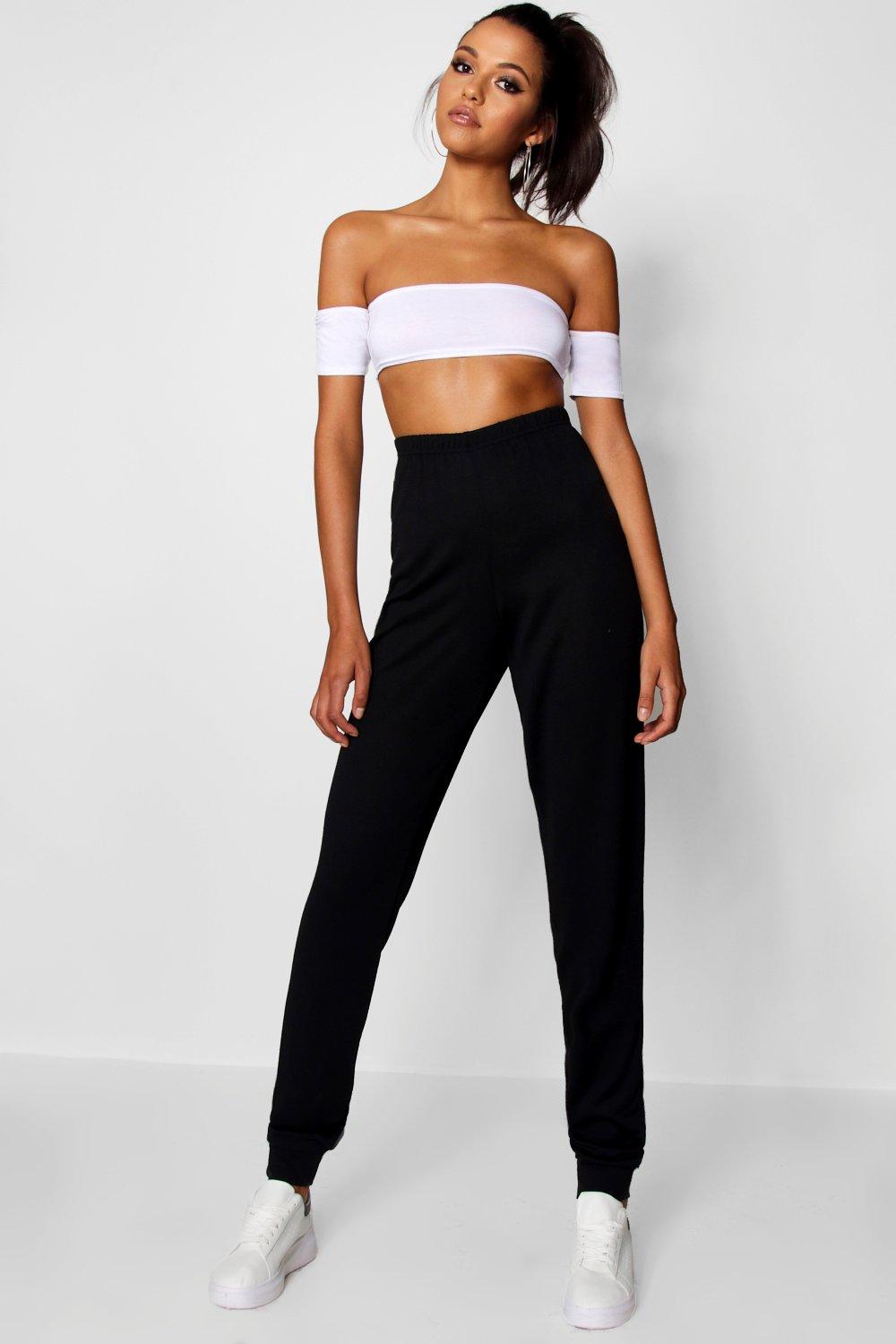 black knit joggers womens