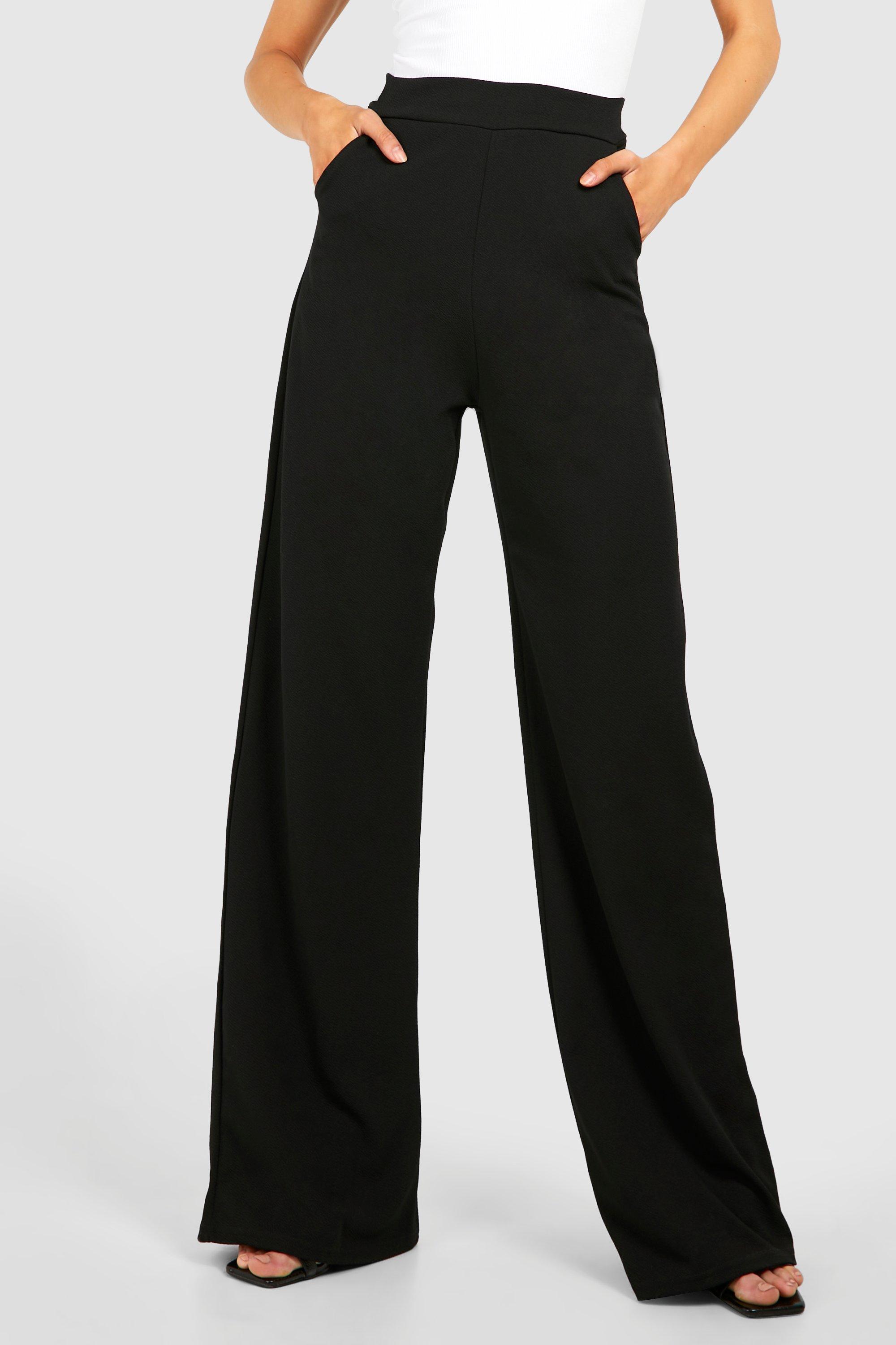 Flounce London Petite basic high waisted wide leg trousers in