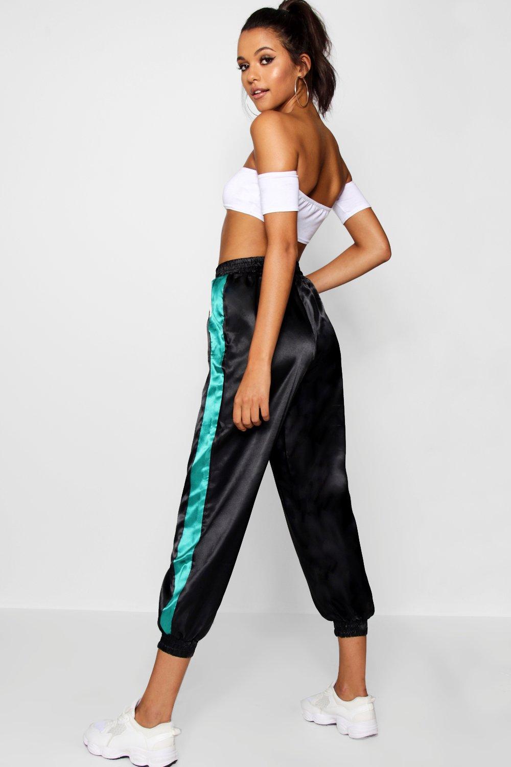 Satin stripe outlet joggers
